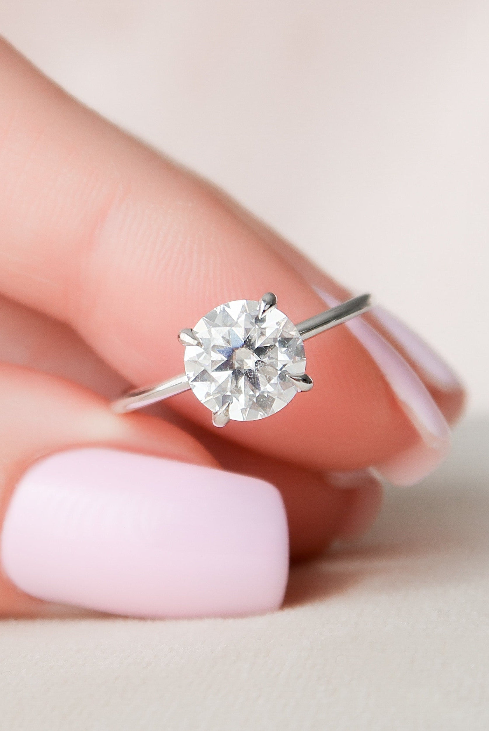2.0CT Round Hidden Halo Moissanite Diamond Solitaire Engagement Ring