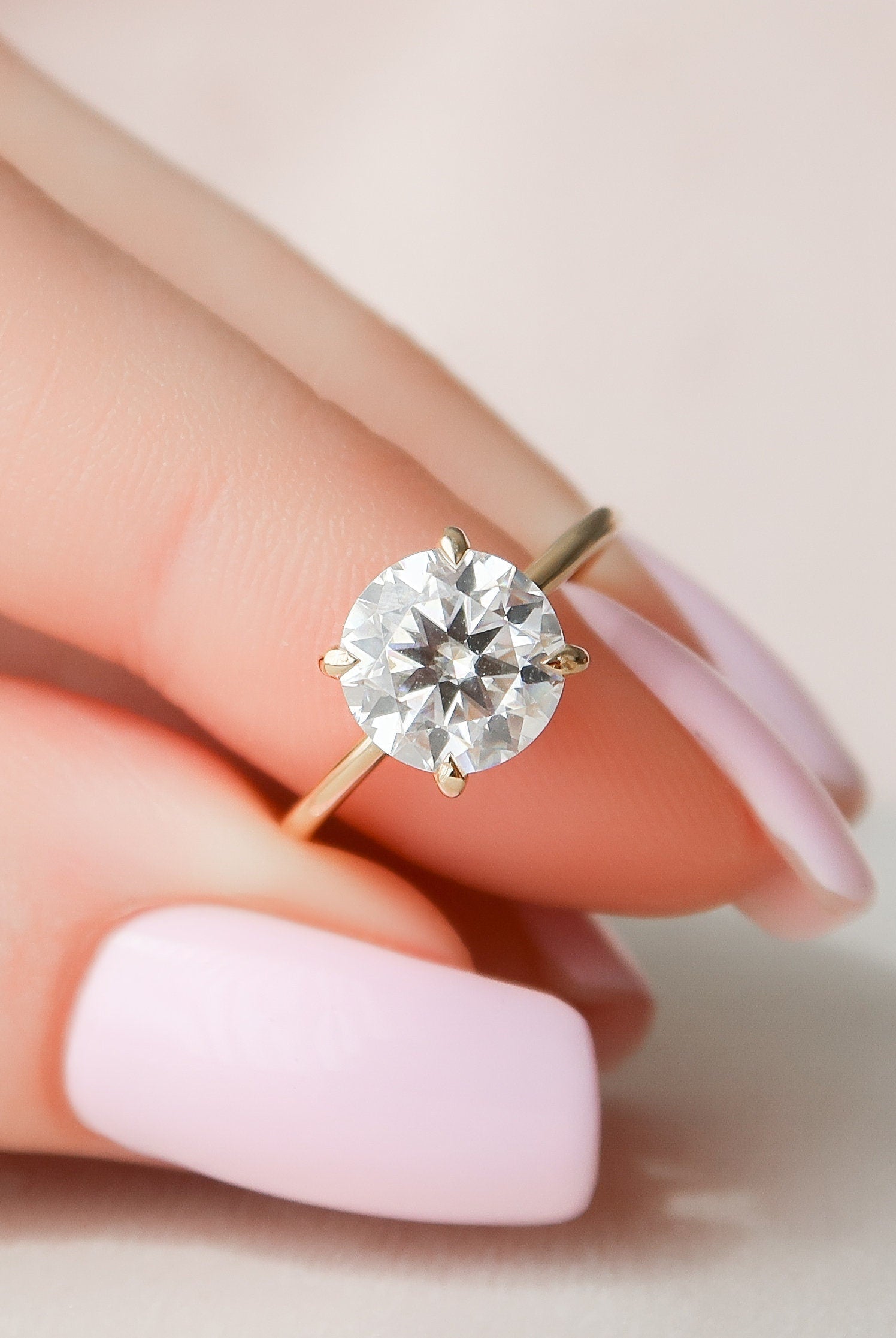 2.0CT Round Hidden Halo Moissanite Diamond Solitaire Engagement Ring