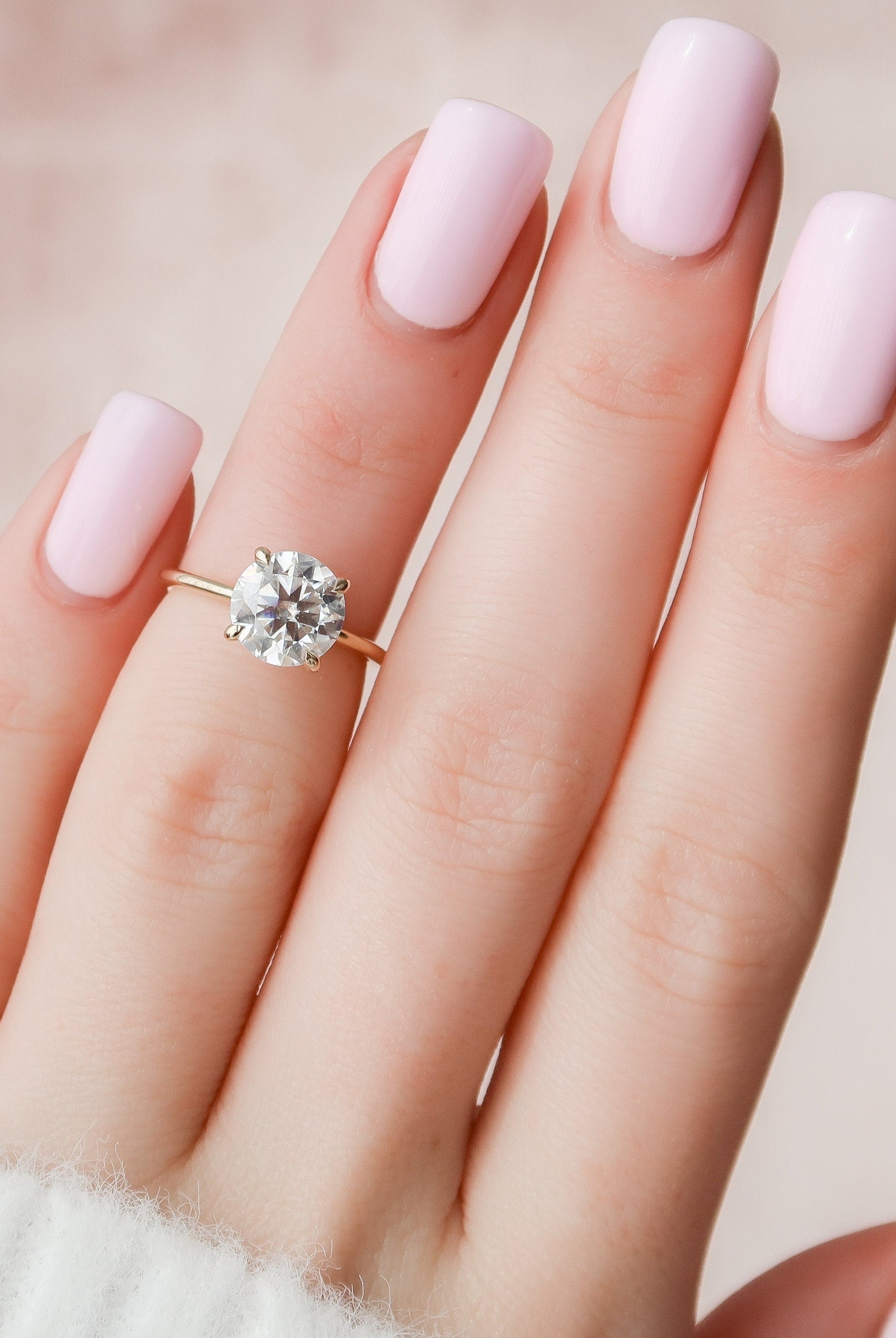 2.0CT Round Hidden Halo Moissanite Diamond Solitaire Engagement Ring