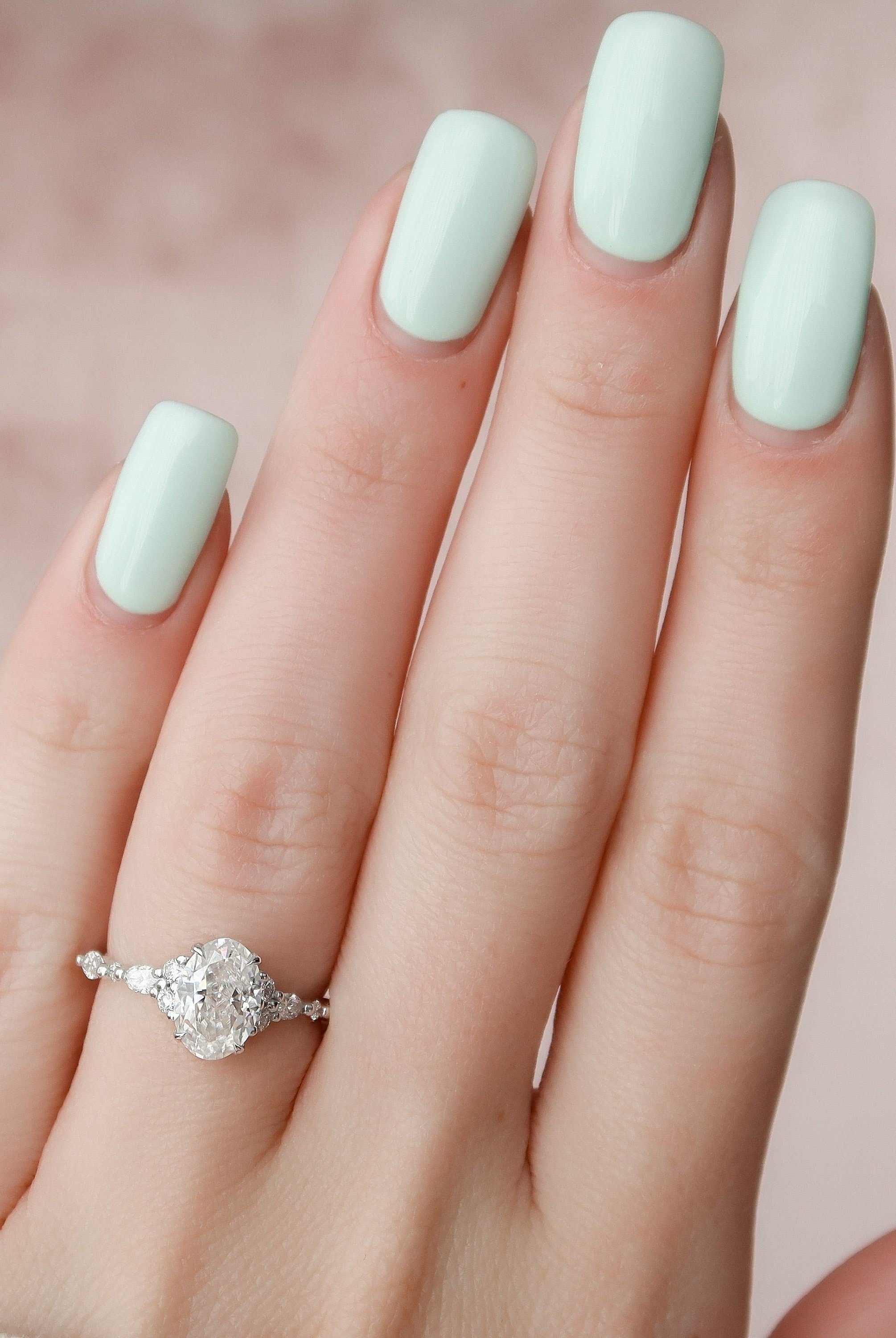 1.50CT Oval Moissanite Diamond Cluster Engagement Ring For Women