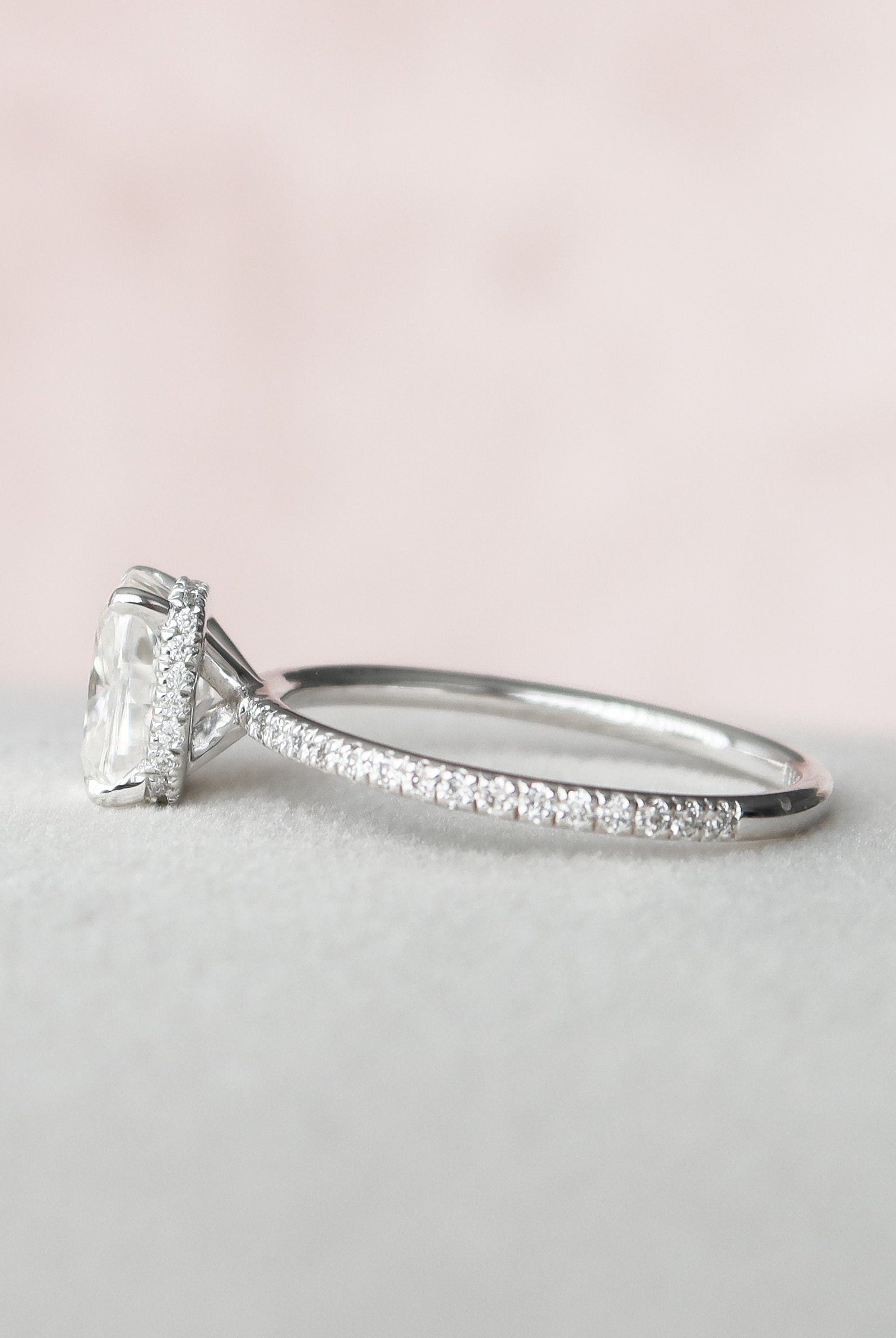 2.0CT Elongated Cushion Hidden Halo Moissanite Diamond Pave Engagement Ring For Women