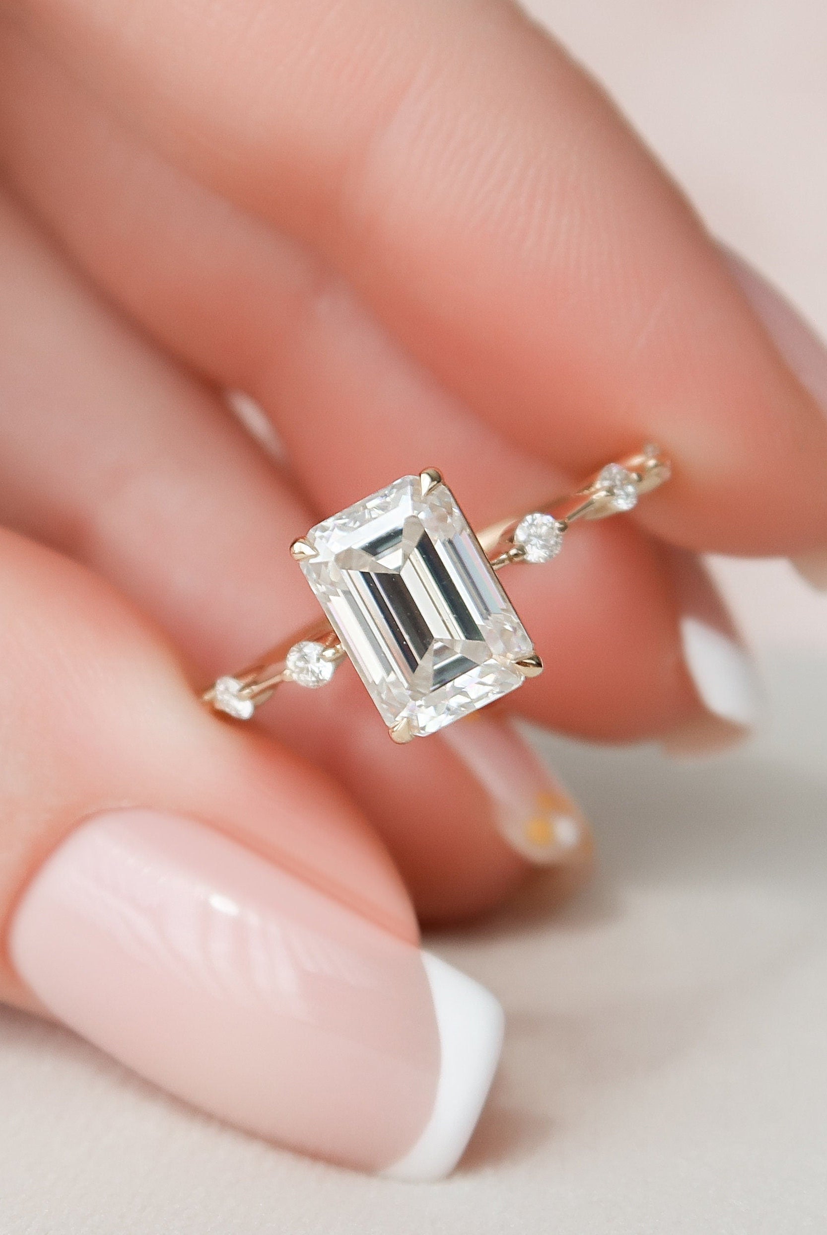 2.50CT Emerald Cut Solitaire Moissanite Engagement Ring
