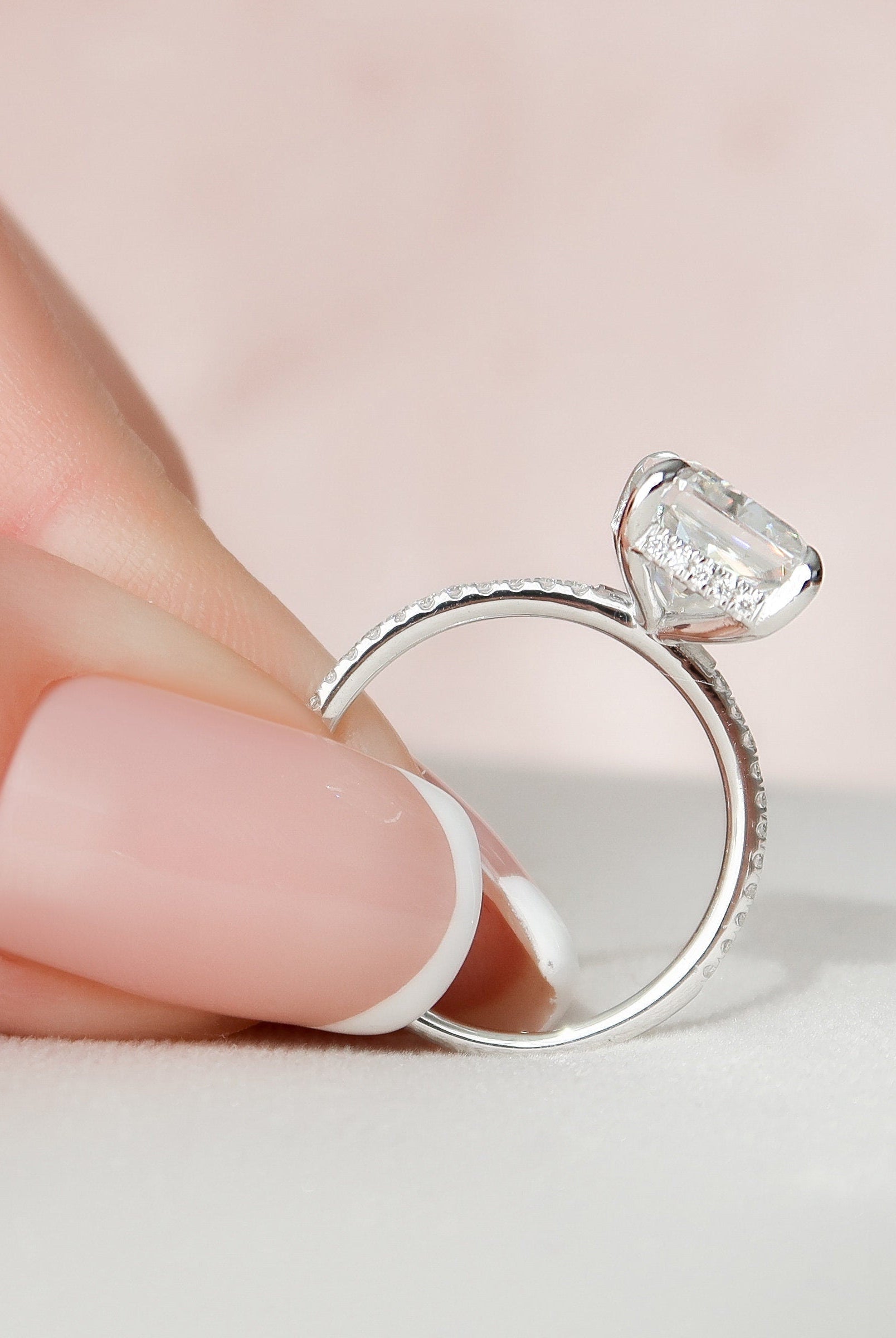 4.50СT Radiant Hidden Halo Moissanite Diamond Pave Engagement Ring