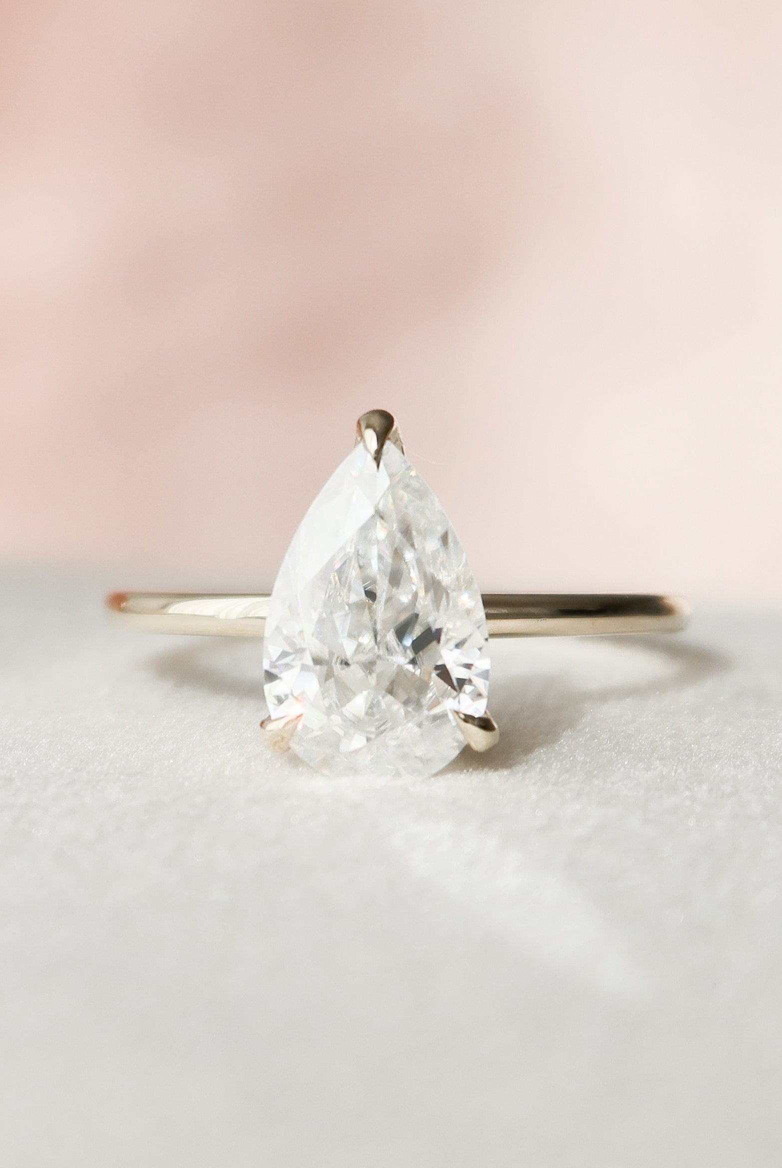 2.0CT Pear Hidden Halo Moissanite Diamond Solitaire Engagement Ring