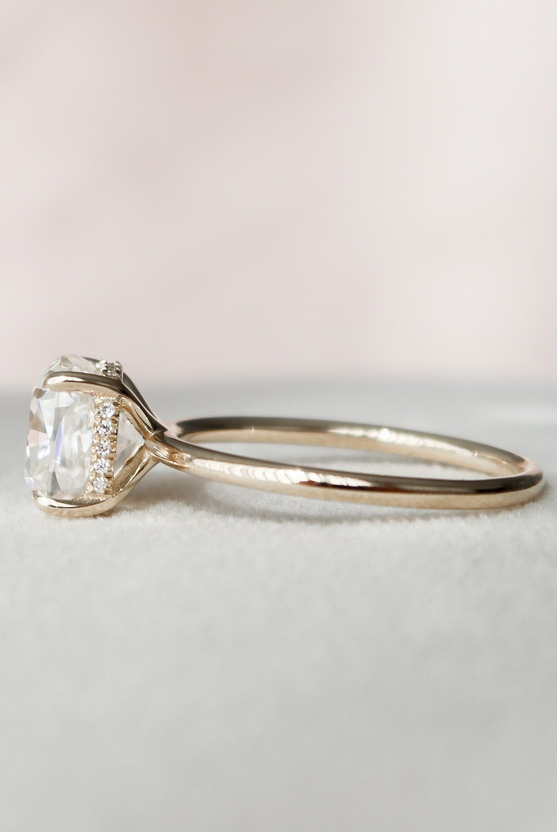 3.50CT Cushion Hidden Halo Moissanite Diamond Solitaire Engagement Ring In Solid Gold