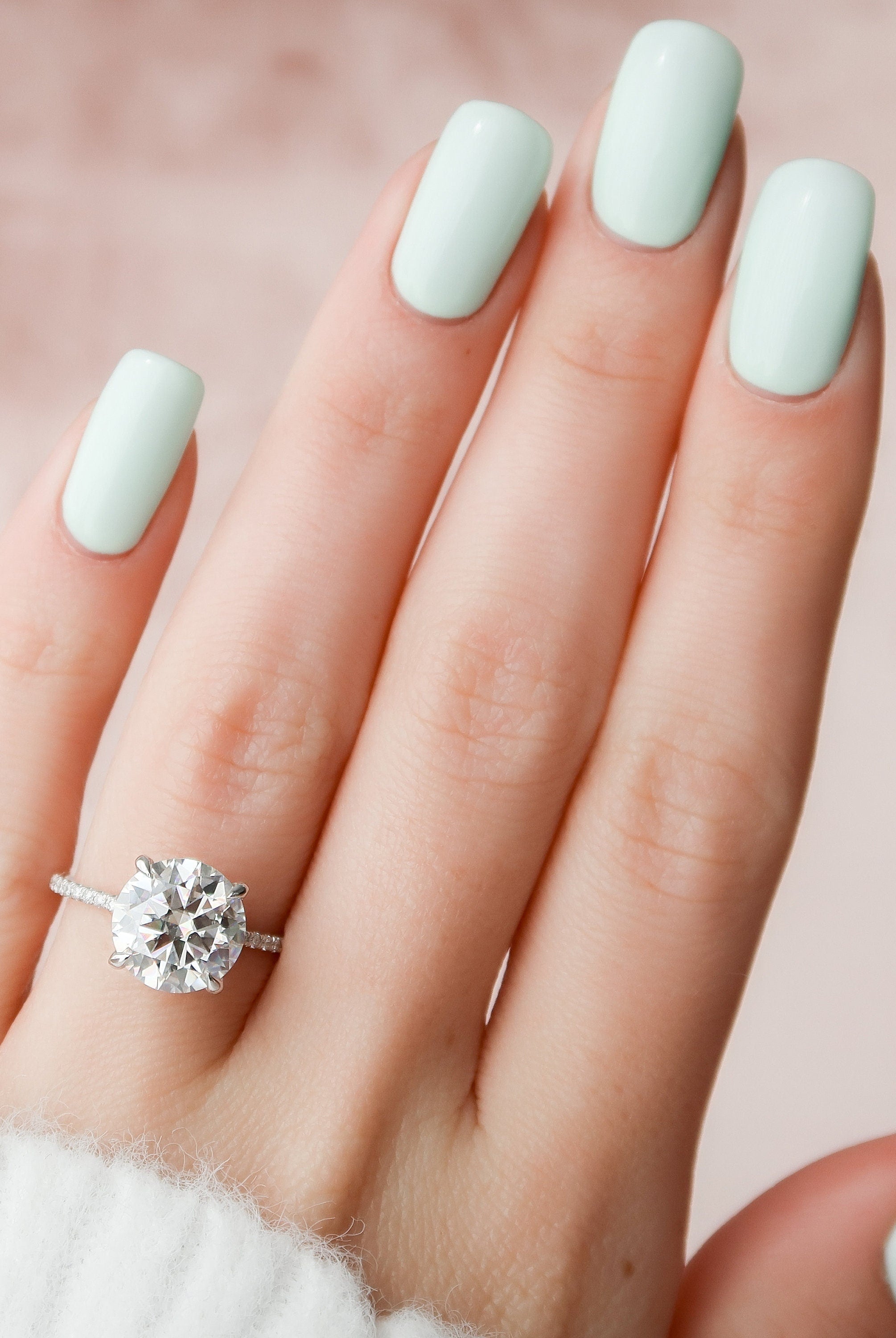 3.50CT Round Pave Moissanite Diamond Hidden Halo Engagement Ring