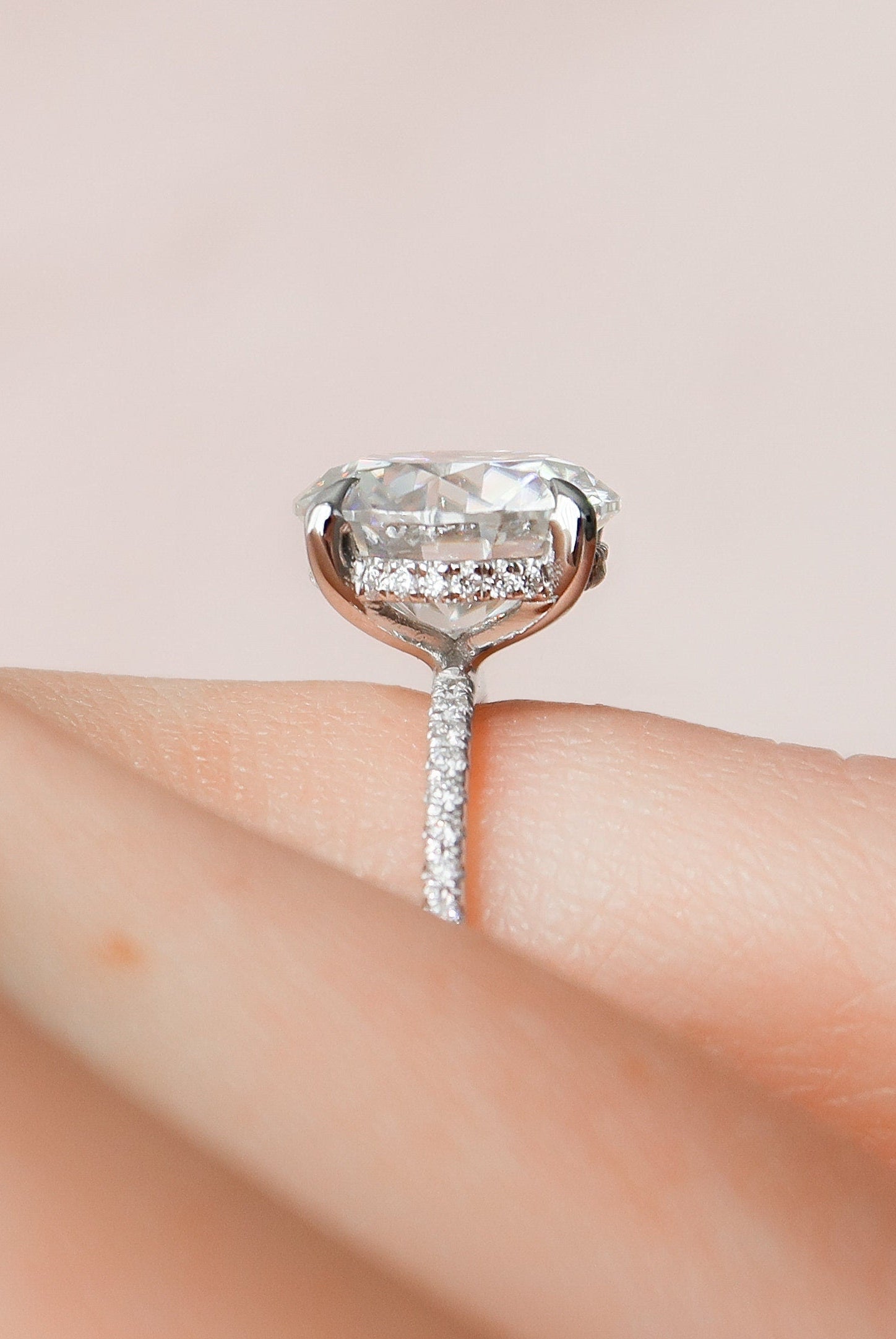 3.50CT Round Pave Moissanite Diamond Hidden Halo Engagement Ring