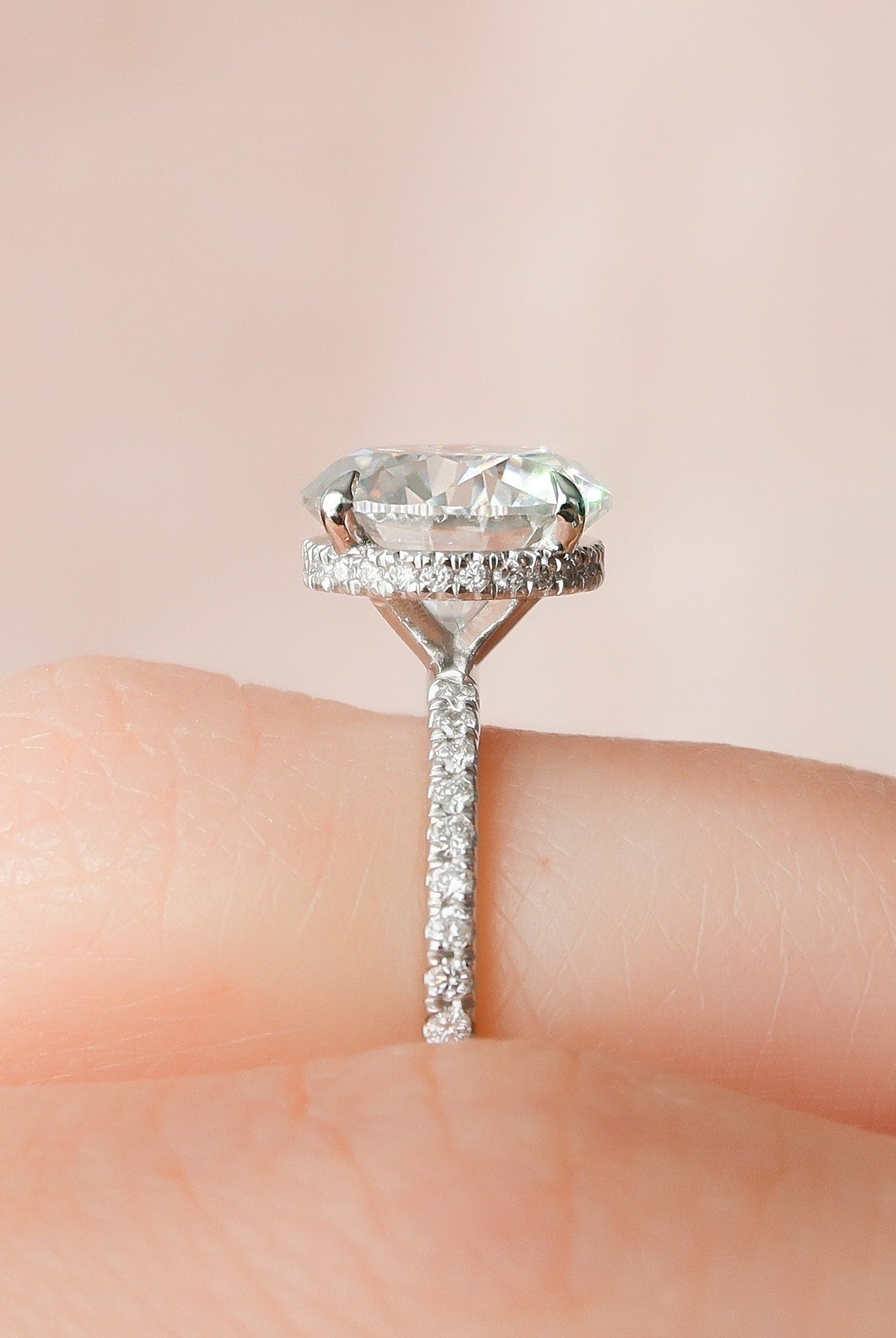2.50CT Round Hidden Halo Moissanite Diamond Pave Engagement Ring For Women