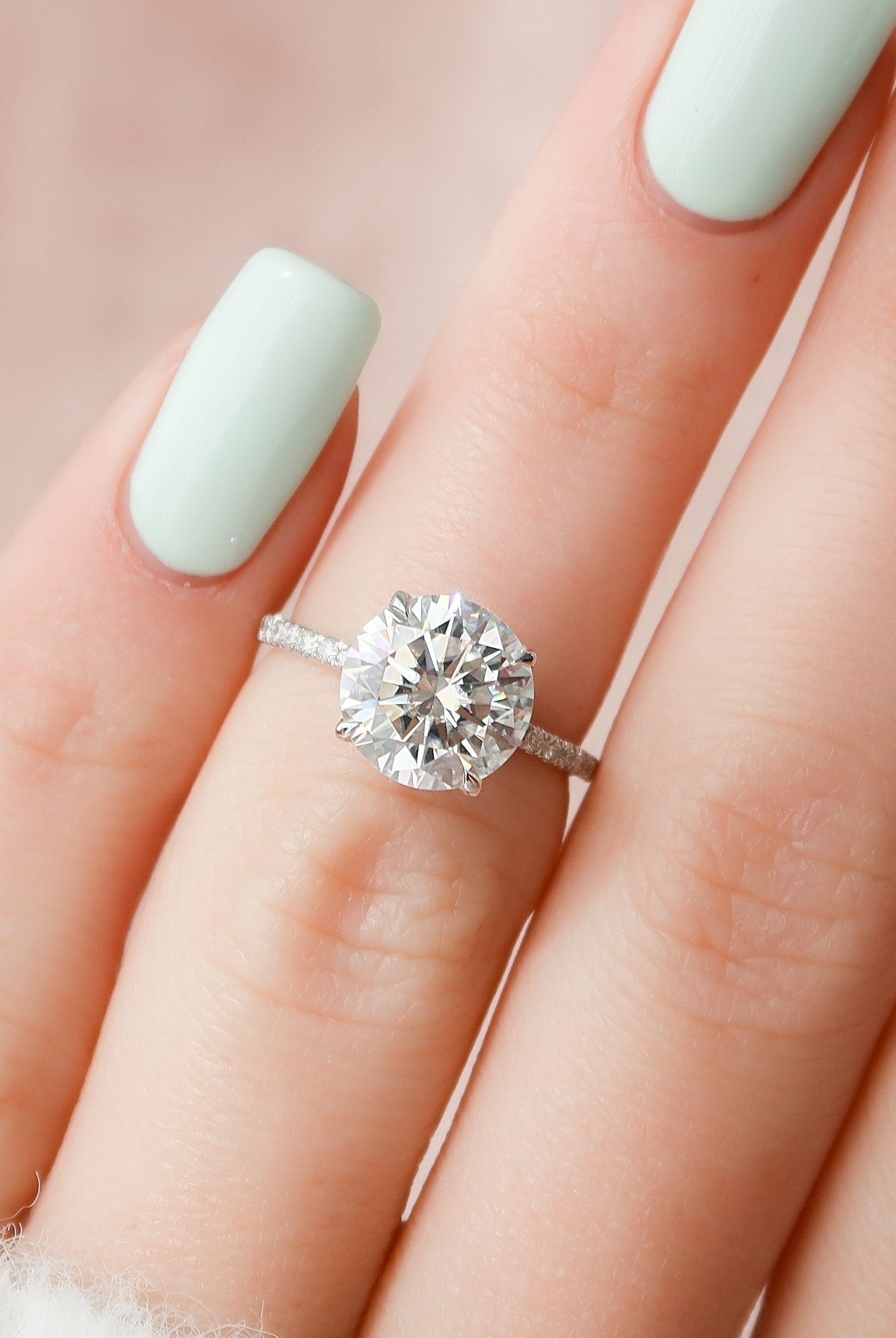 2.50CT Round Hidden Halo Moissanite Diamond Pave Engagement Ring For Women