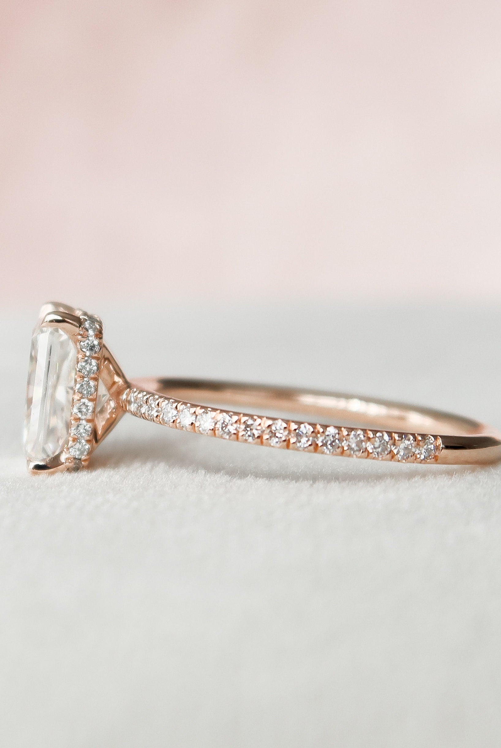 2.0CT Radiant Hidden Halo Moissanite Diamond Pave Engagement Ring In Solid Gold