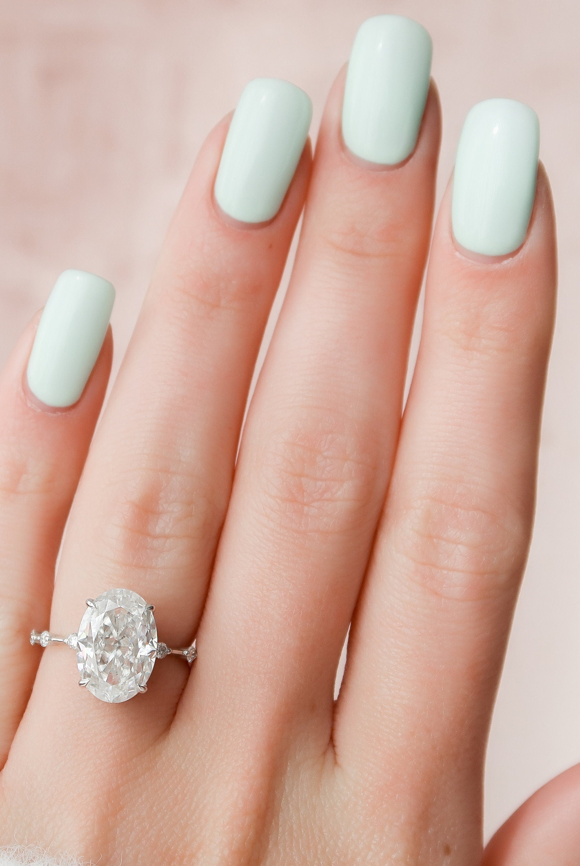 4.50CT Oval Petite Pave Moissanite Diamond Engagement Ring For Women
