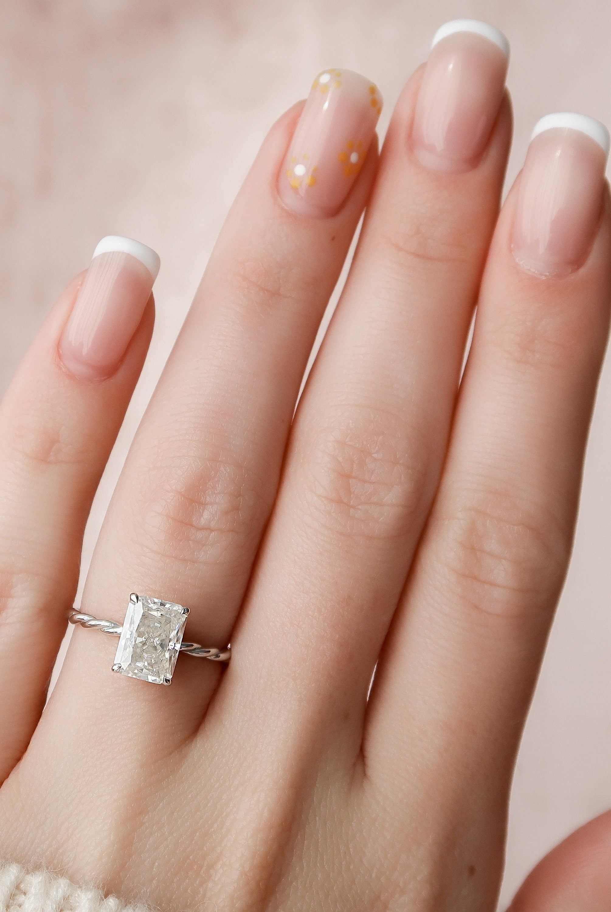 2.50CT Radiant Hidden Halo Moissanite Diamond Braided Engagement Ring