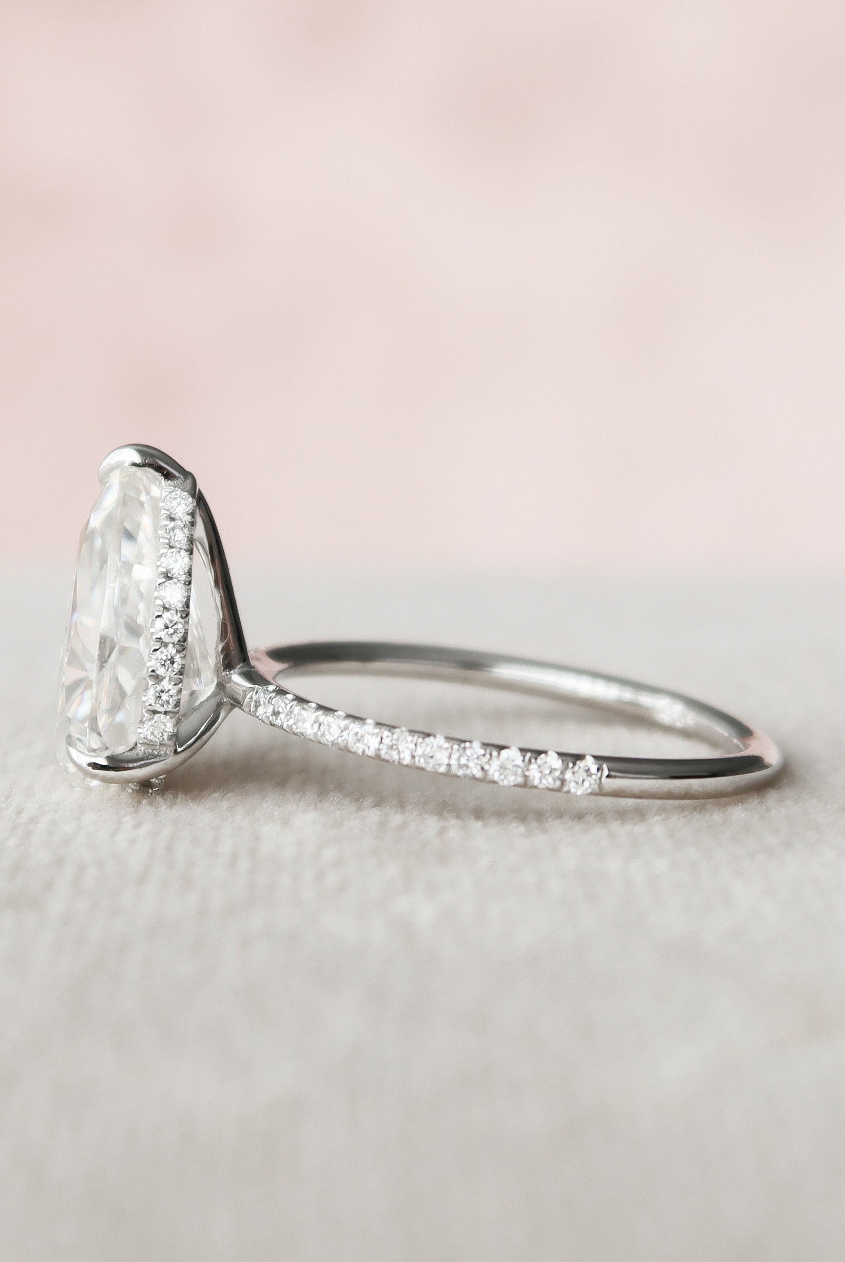 2.50CT Pear Pave Moissanite Diamond Hidden Halo Engagement Ring