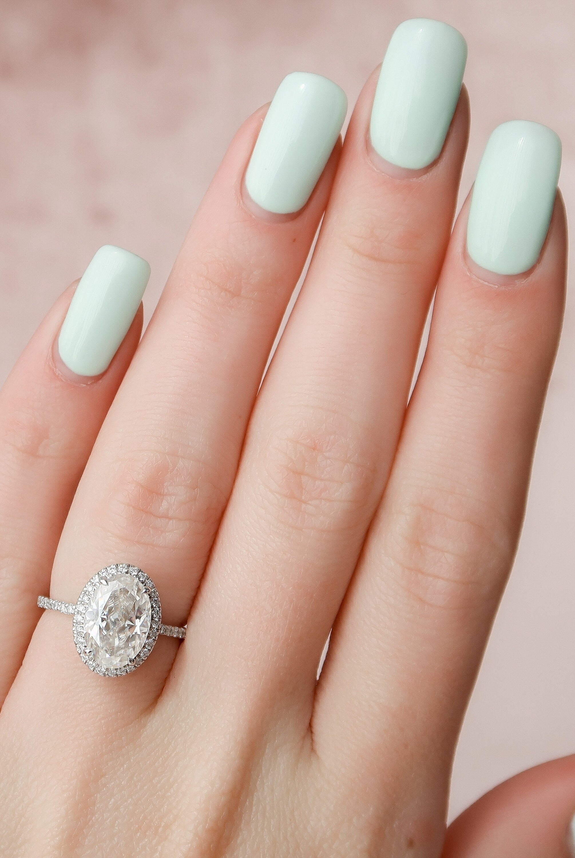 2.50CT Oval Pave Moissanite Diamond Halo Engagement Ring In Solid Gold