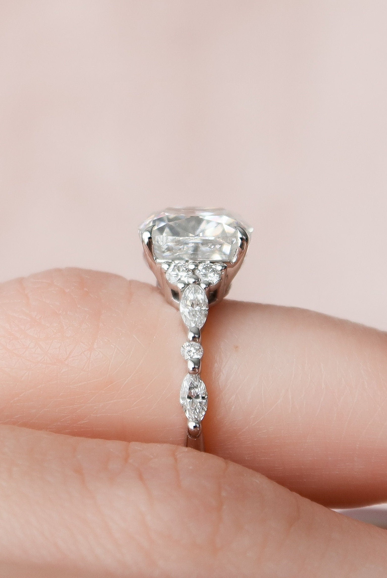 3.50CT Cushion Cluster Moissanite Diamond Four Prong Engagement Ring