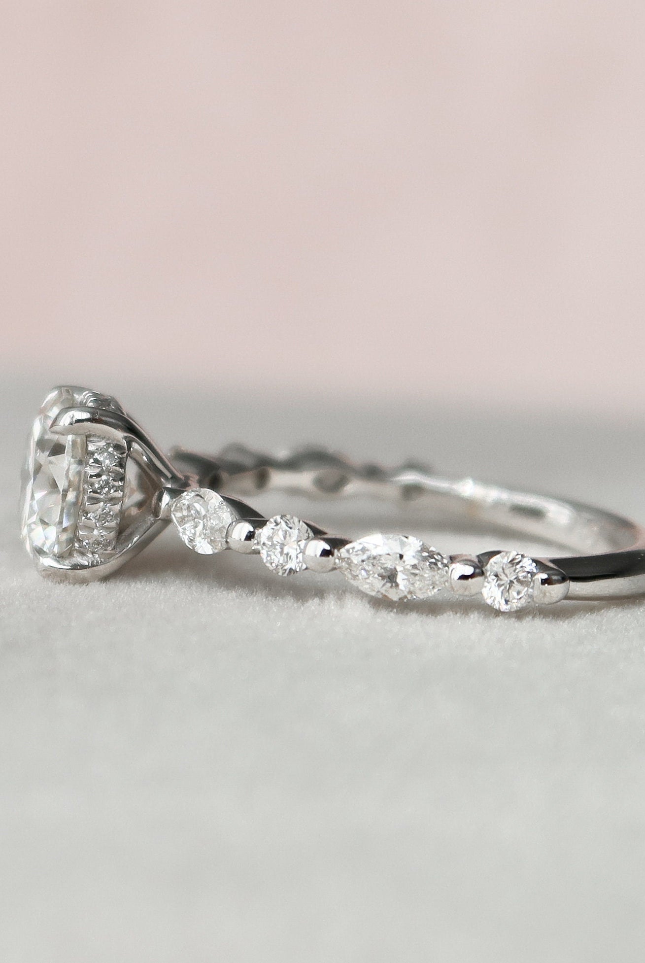 1.0CT Round Pave Moissanite Diamond Hidden Halo Engagement Ring In Solid Gold