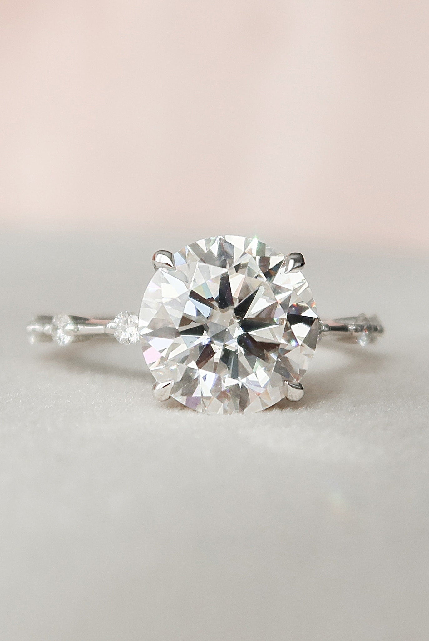2.50CT Round Petite Pave Moissanite Diamond Four Prong Engagement Ring
