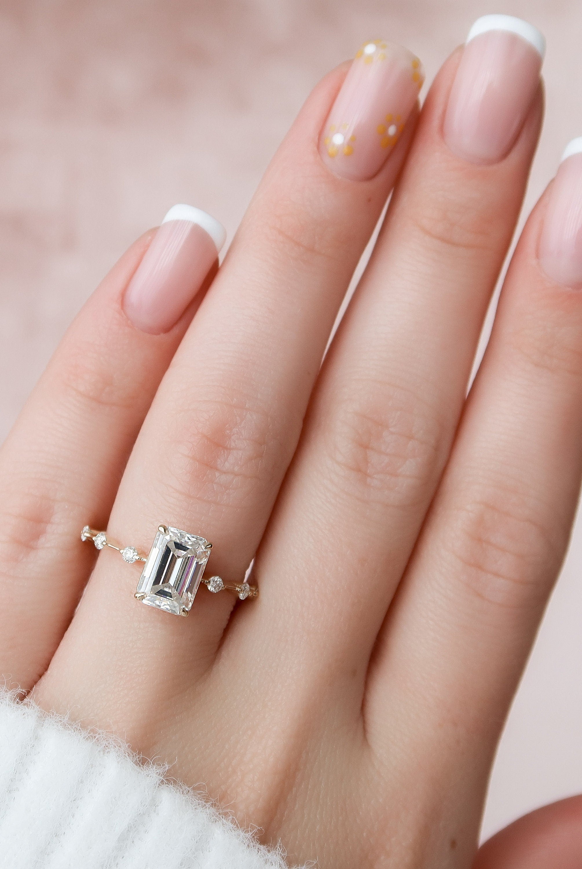 2.50CT Emerald Cut Solitaire Moissanite Engagement Ring