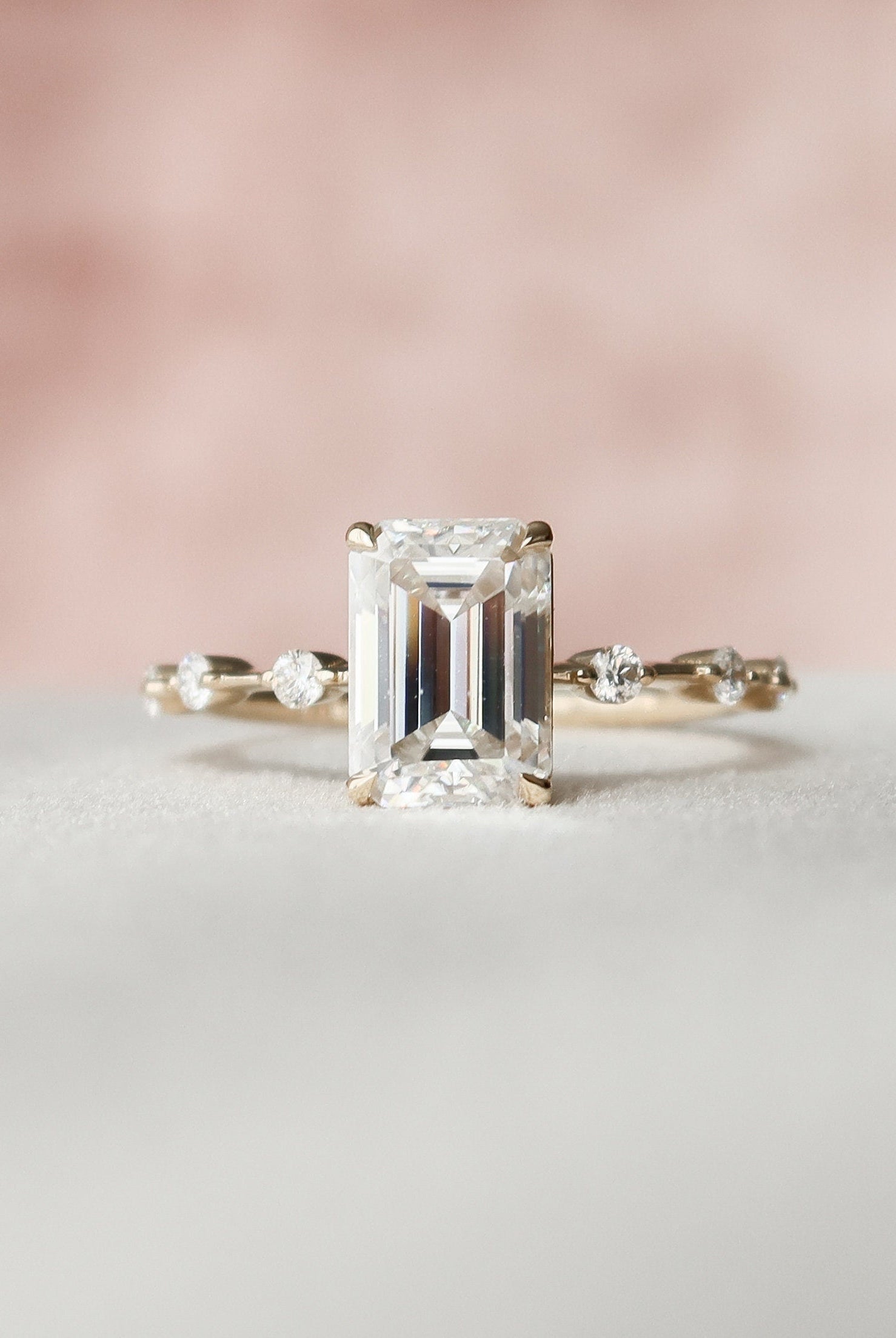2.50CT Emerald Cut Solitaire Moissanite Engagement Ring