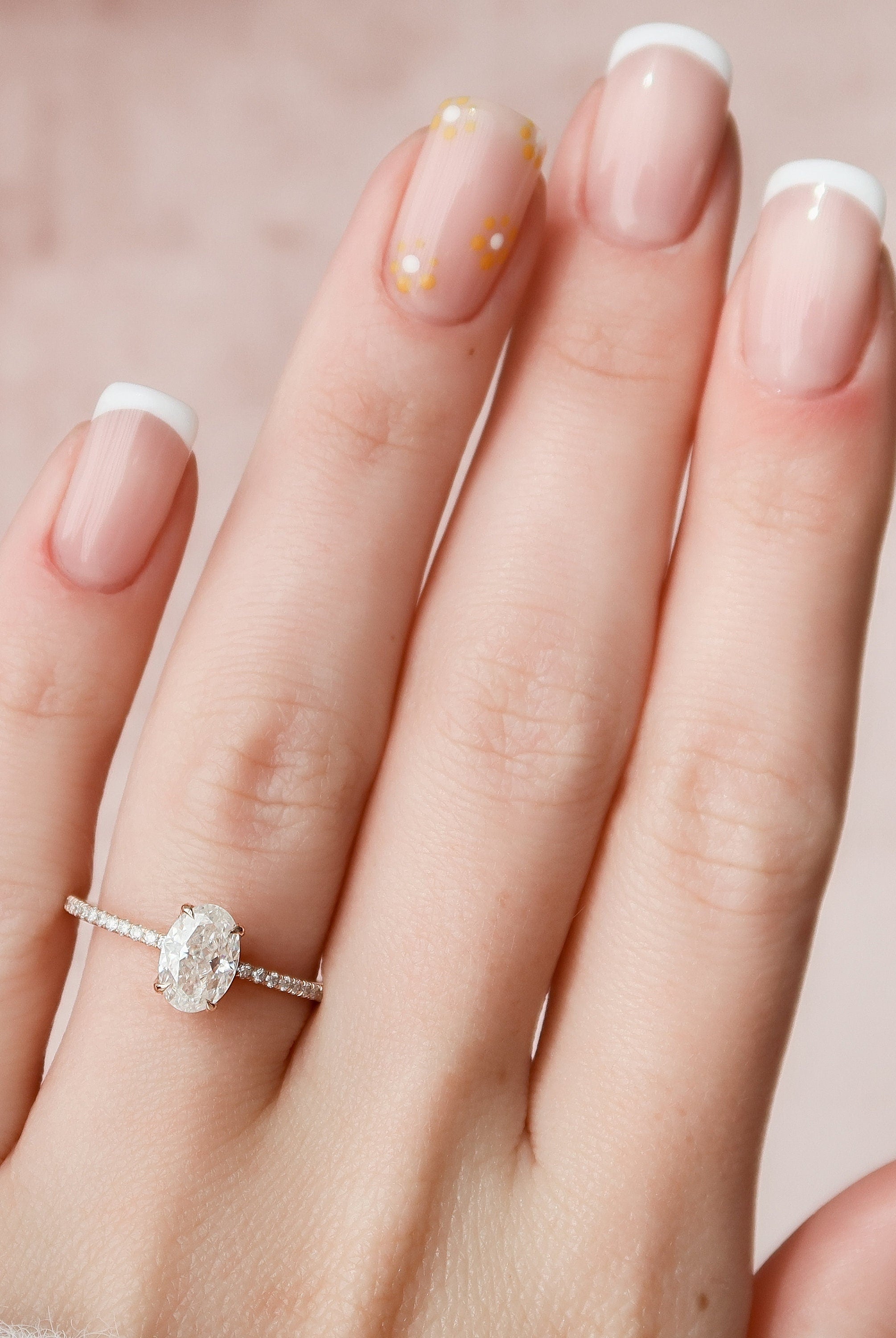 1.0CT Oval Pave Moissanite Diamond Hidden Halo Engagement Ring