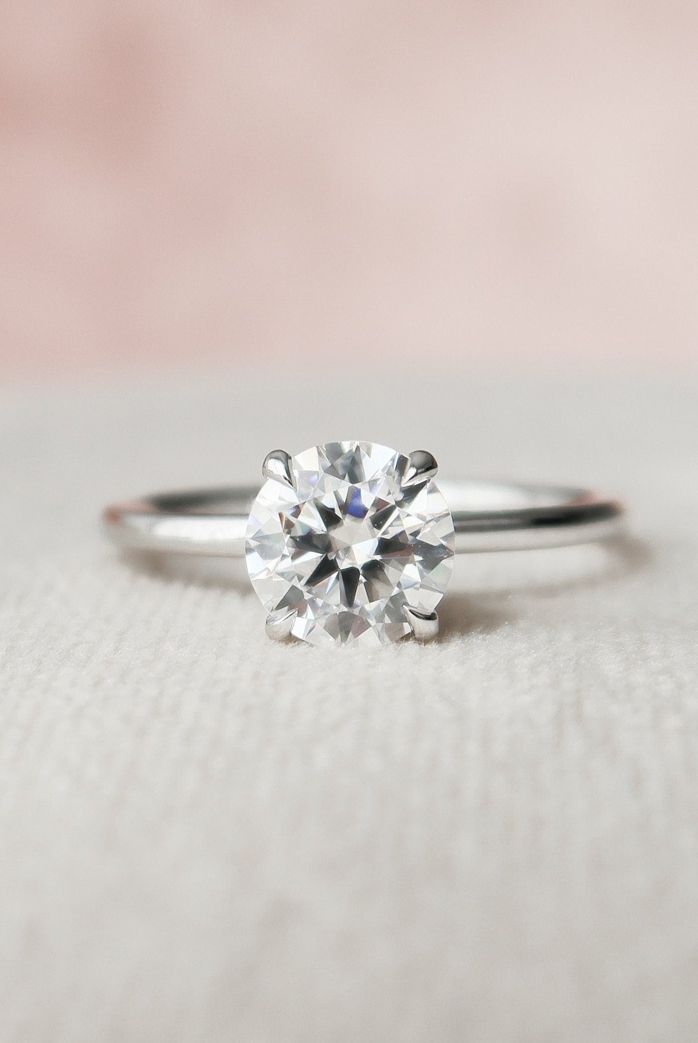1.0CT Round Hidden Halo Moissanite Diamond Solitaire Engagement Ring