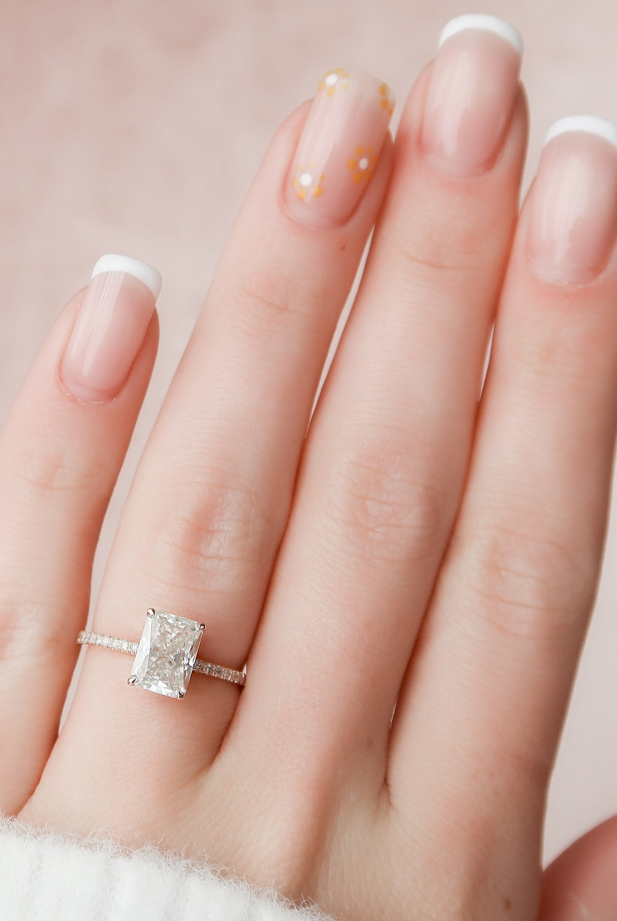 2.0CT Radiant Hidden Halo Moissanite Diamond Pave Engagement Ring In Solid Gold