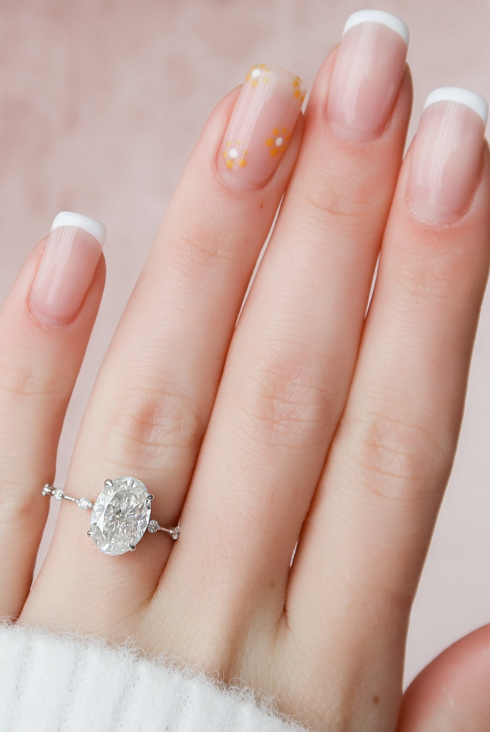 3.0CT Oval Petite Pave Moissanite Diamond Engagement Ring For Women