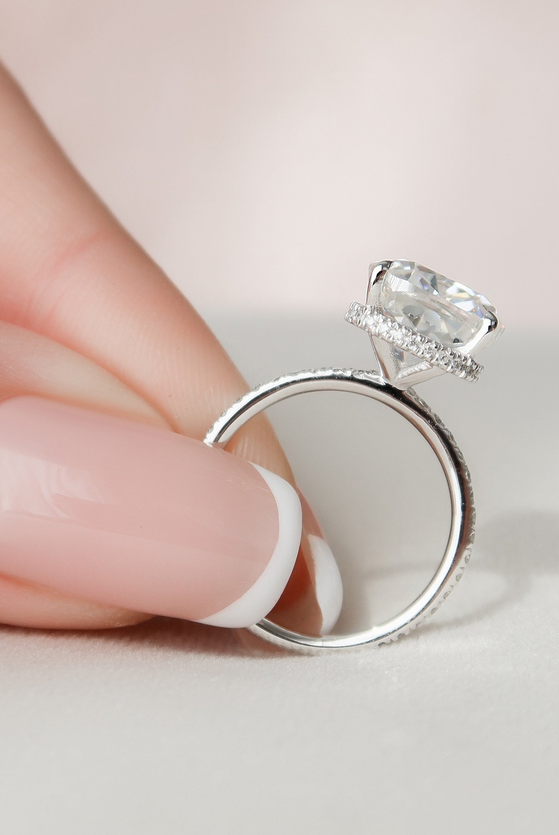 4.50CT Cushion Hidden Halo Moissanite Diamond Pave Engagement Ring For Women