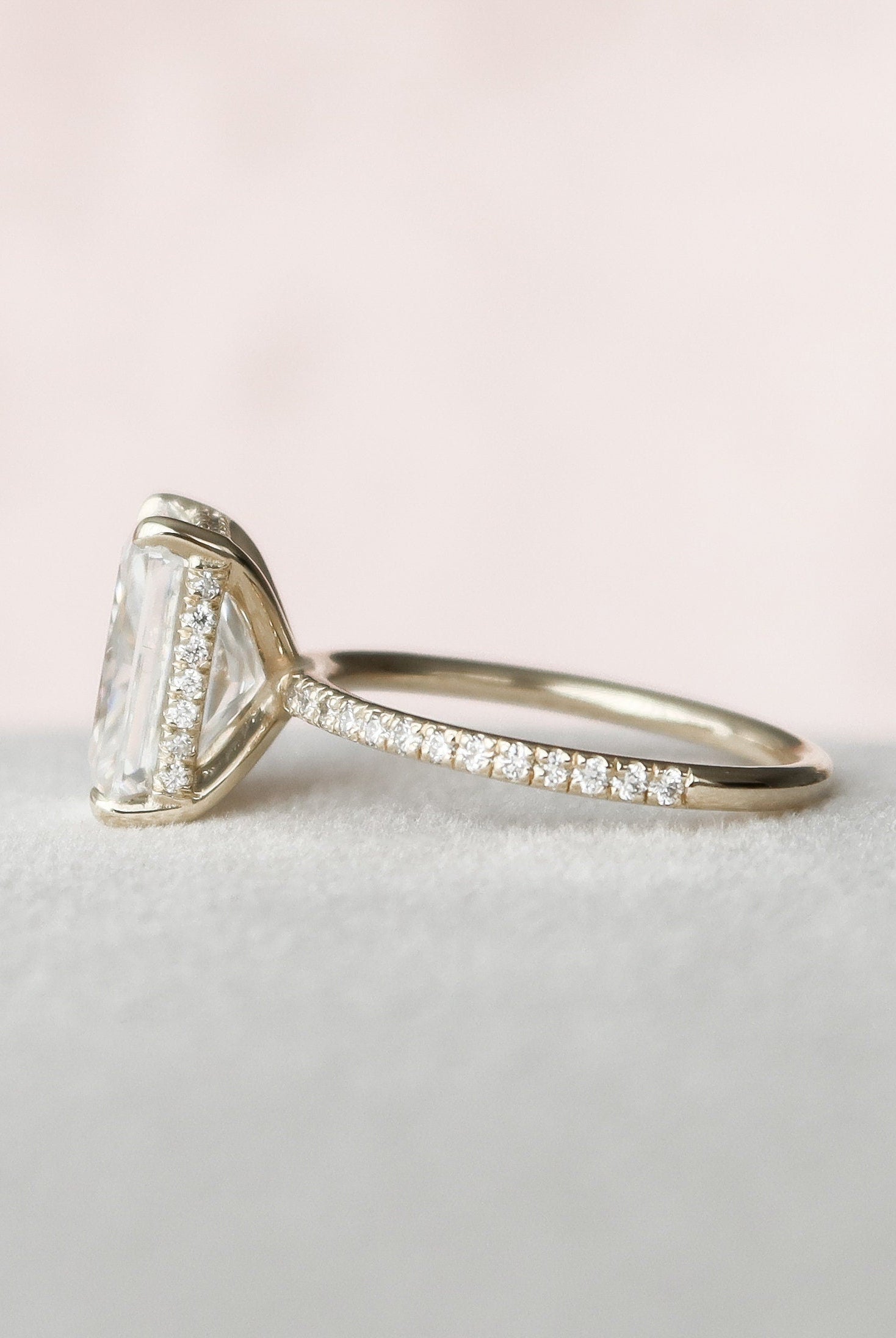 3.50CT Radiant Hidden Halo Moissanite Diamond Pave Engagement Ring