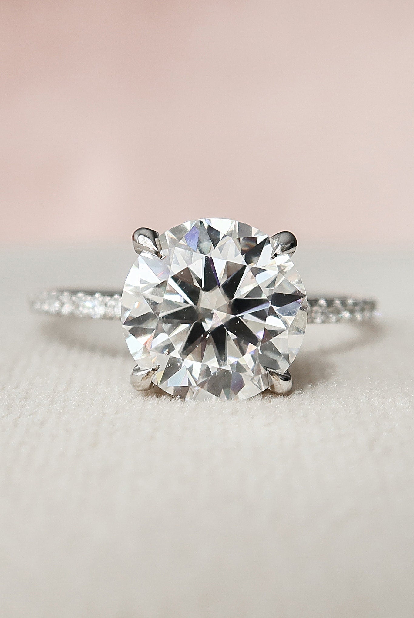 2.50CT Round Pave Moissanite Diamond Hidden Halo Engagement Ring