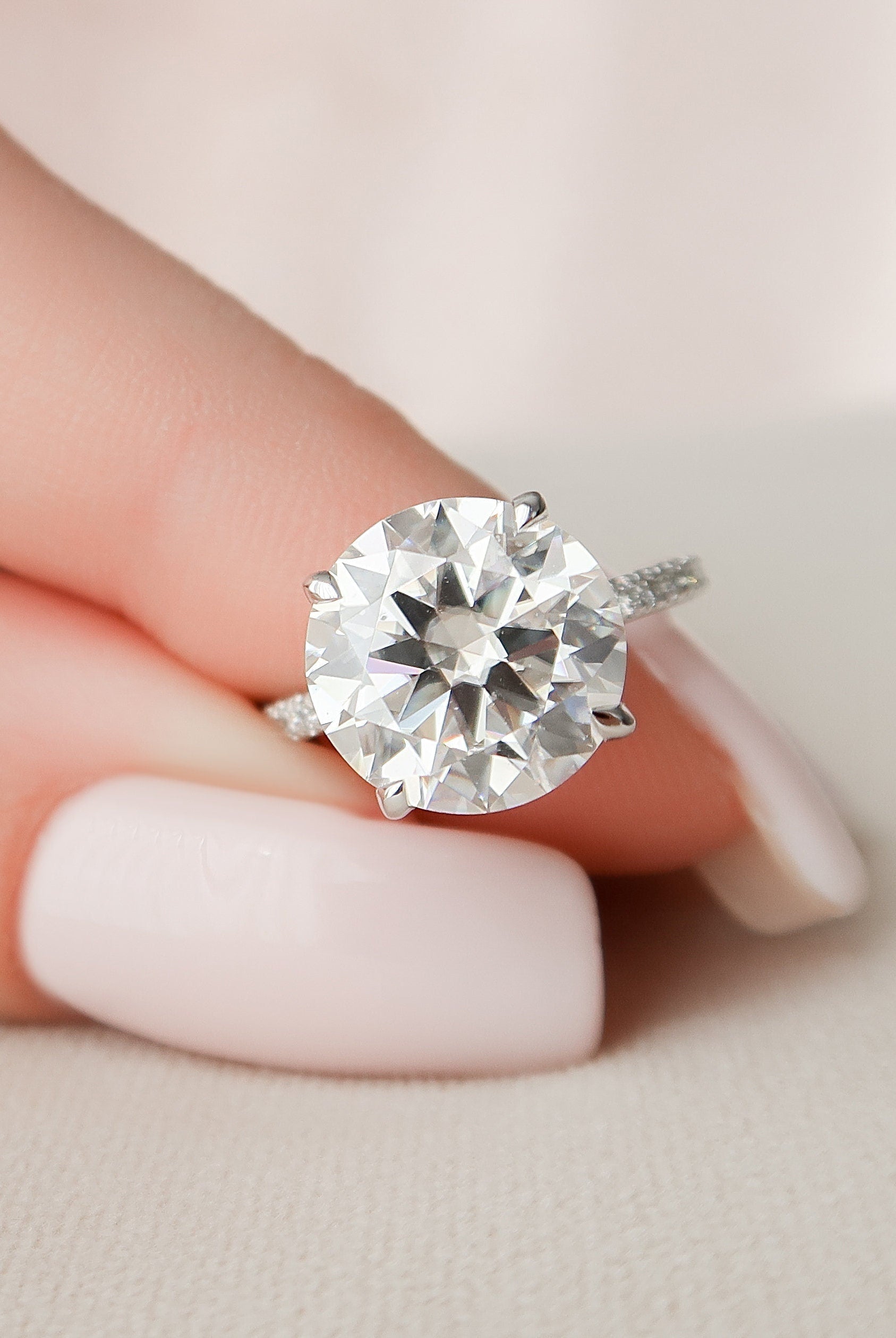 4.50CT Round Hidden Halo Moissanite Diamond Pave Engagement Ring For Women