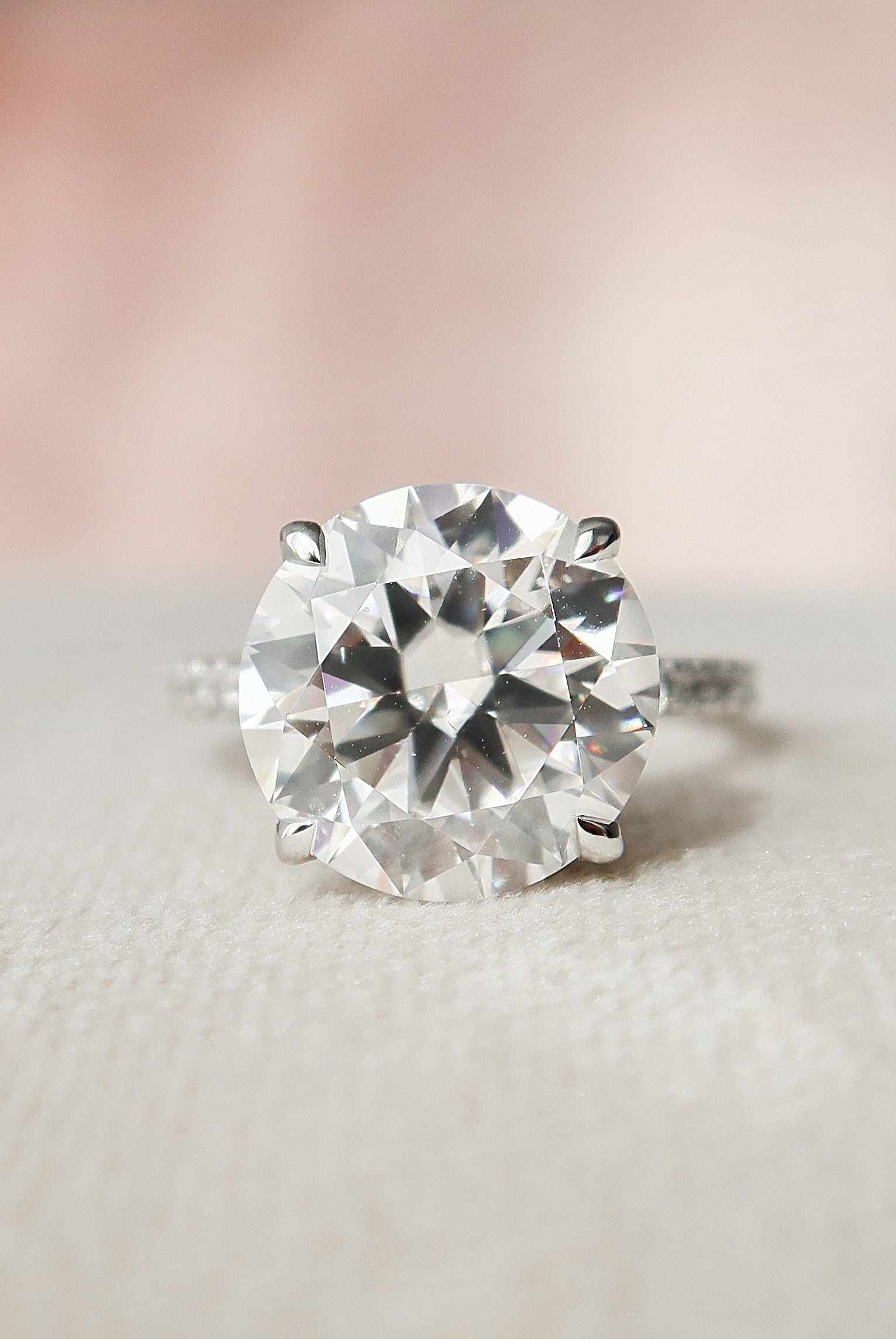4.50CT Round Hidden Halo Moissanite Diamond Pave Engagement Ring For Women