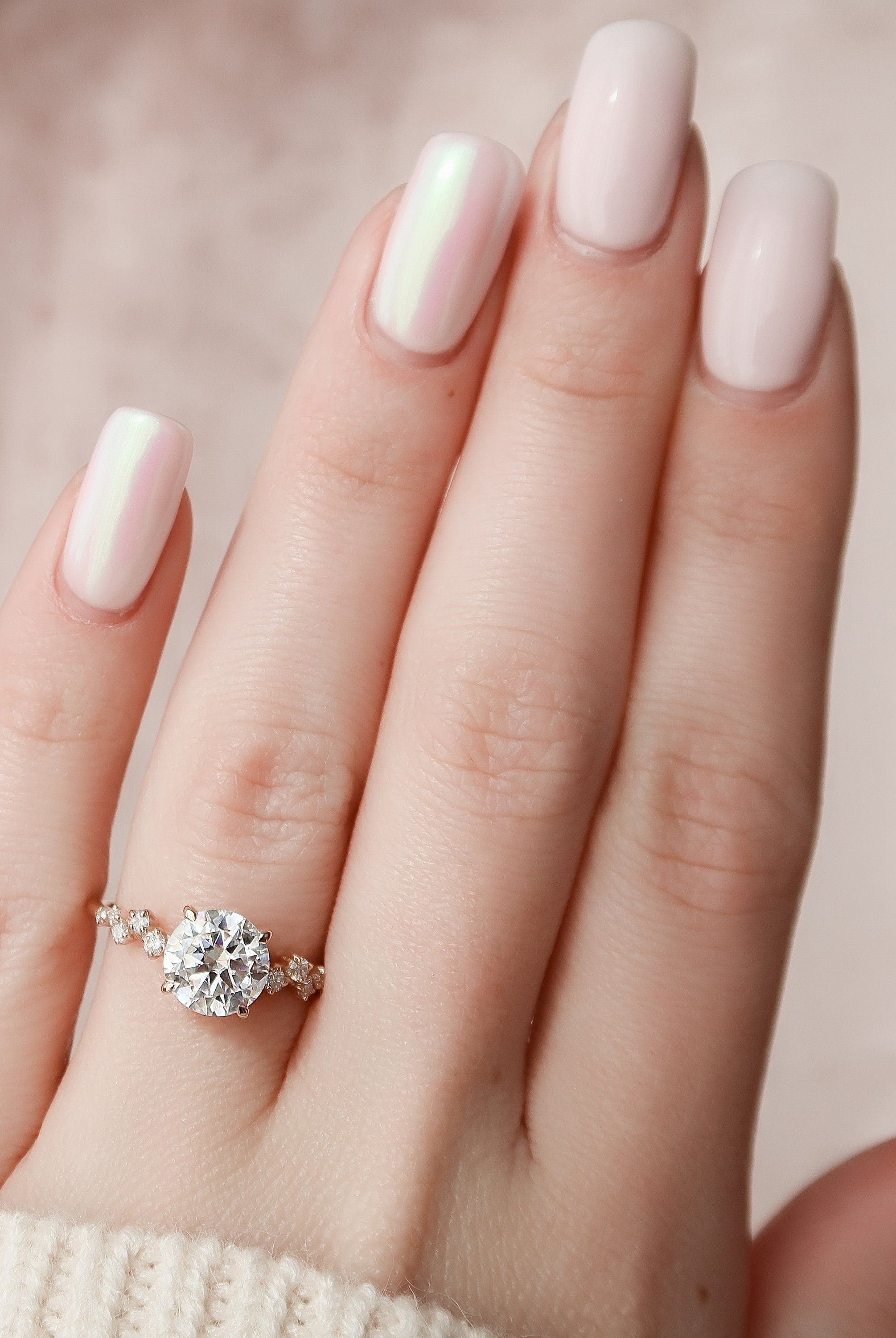 2.0CT Round Hidden Halo Moissanite Diamond Cluster Engagement Ring