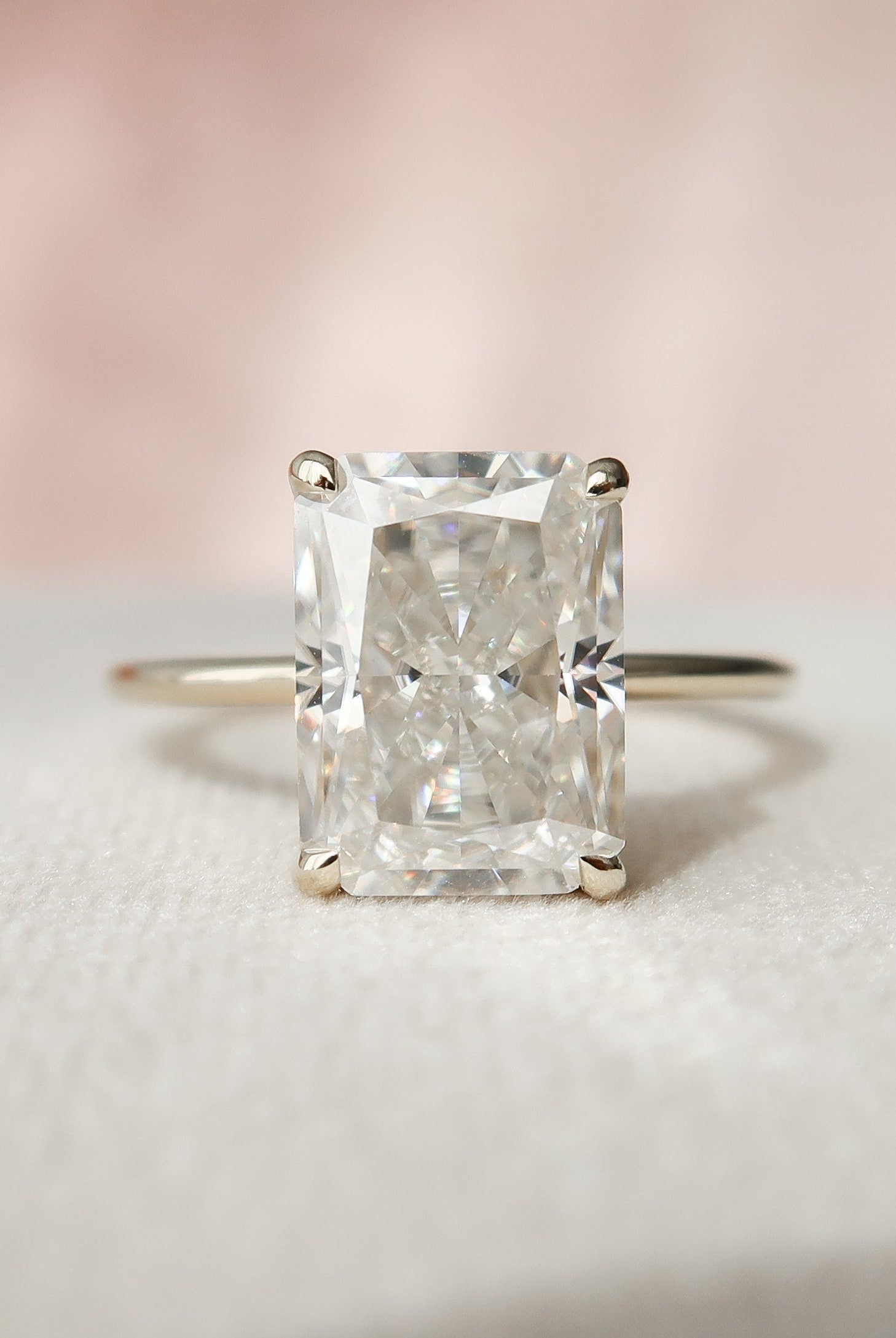 4.50CT Radiant Hidden Halo Moissanite Diamond Solitaire Engagement Ring