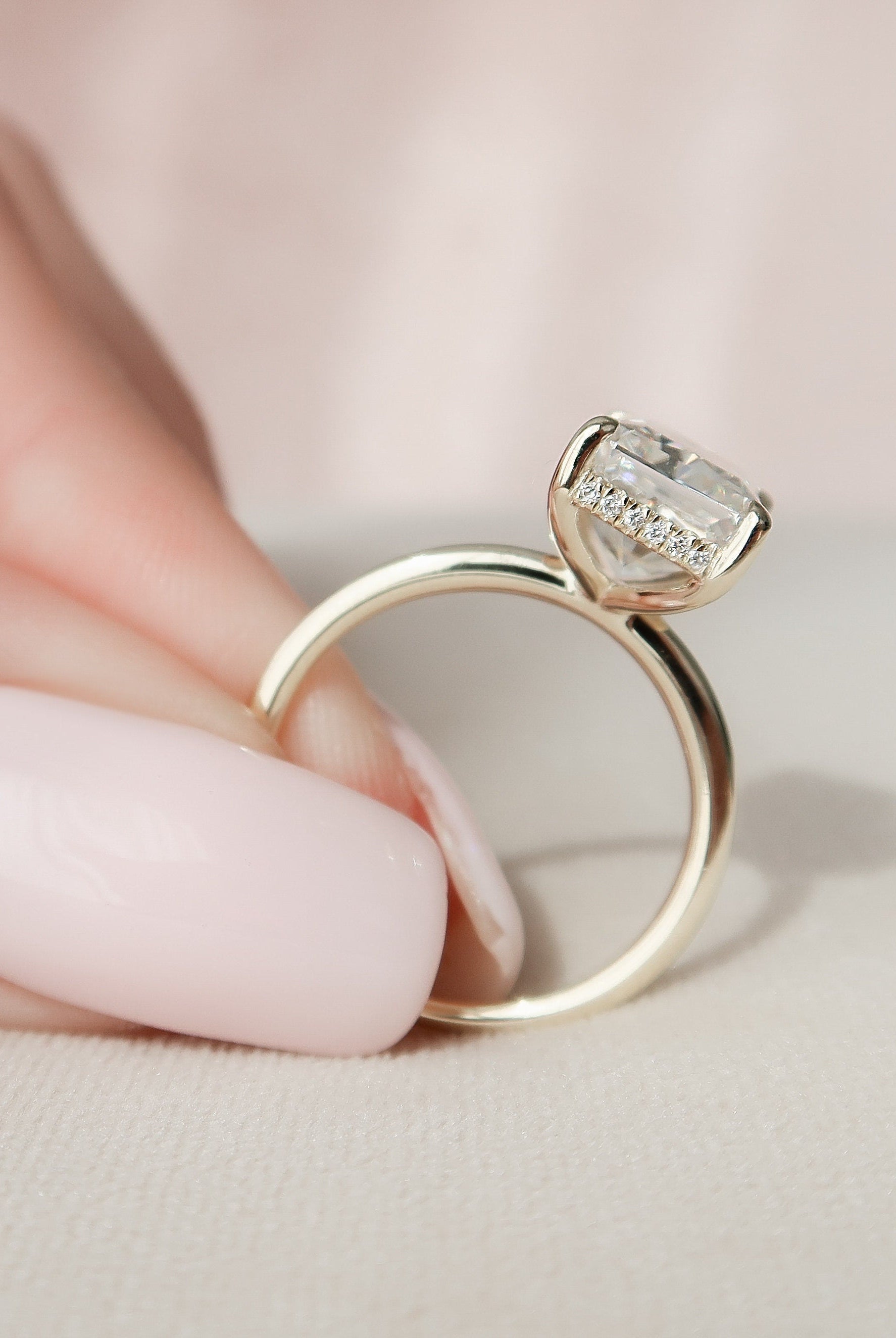 4.50CT Radiant Hidden Halo Moissanite Diamond Solitaire Engagement Ring