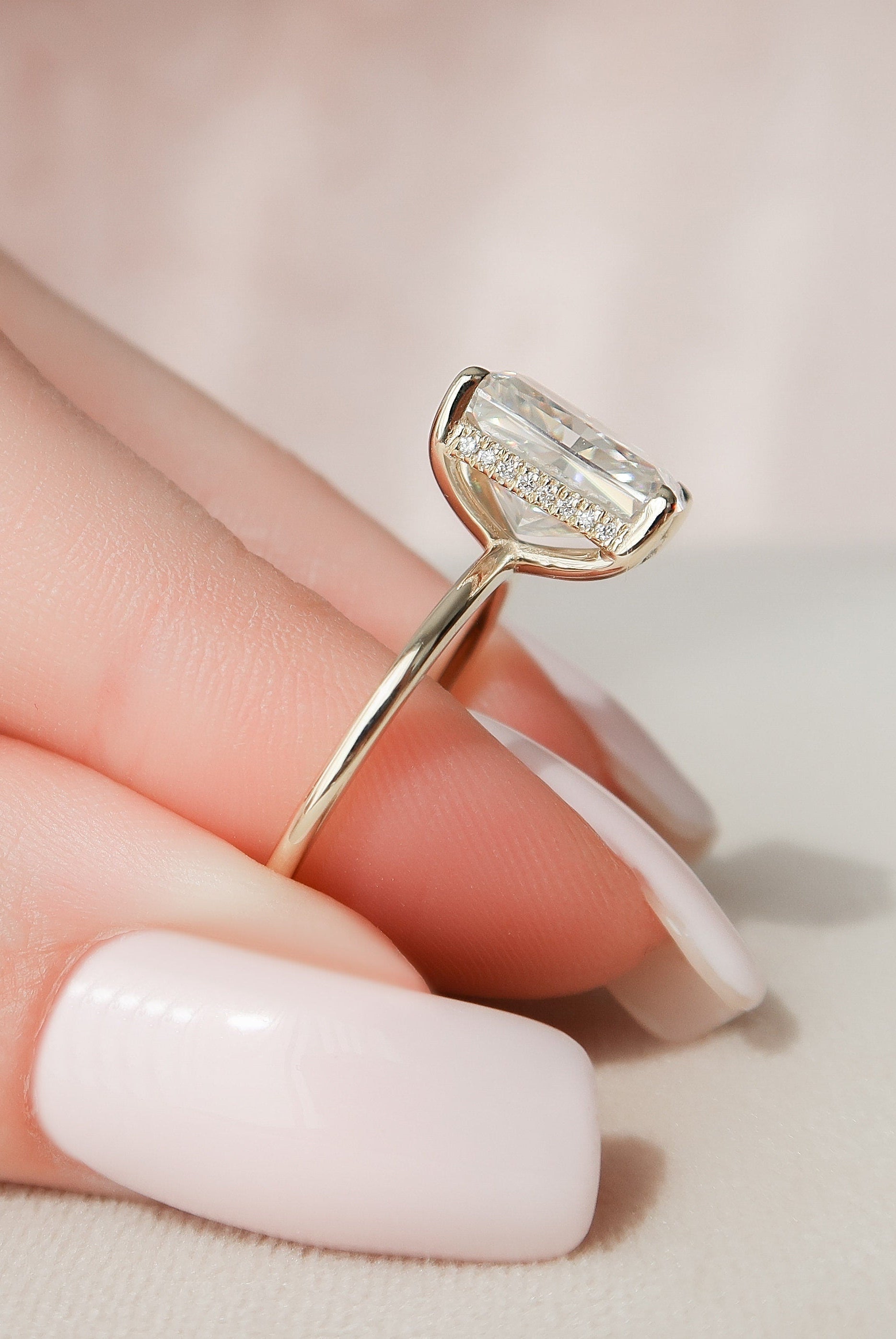 4.50CT Radiant Hidden Halo Moissanite Diamond Solitaire Engagement Ring