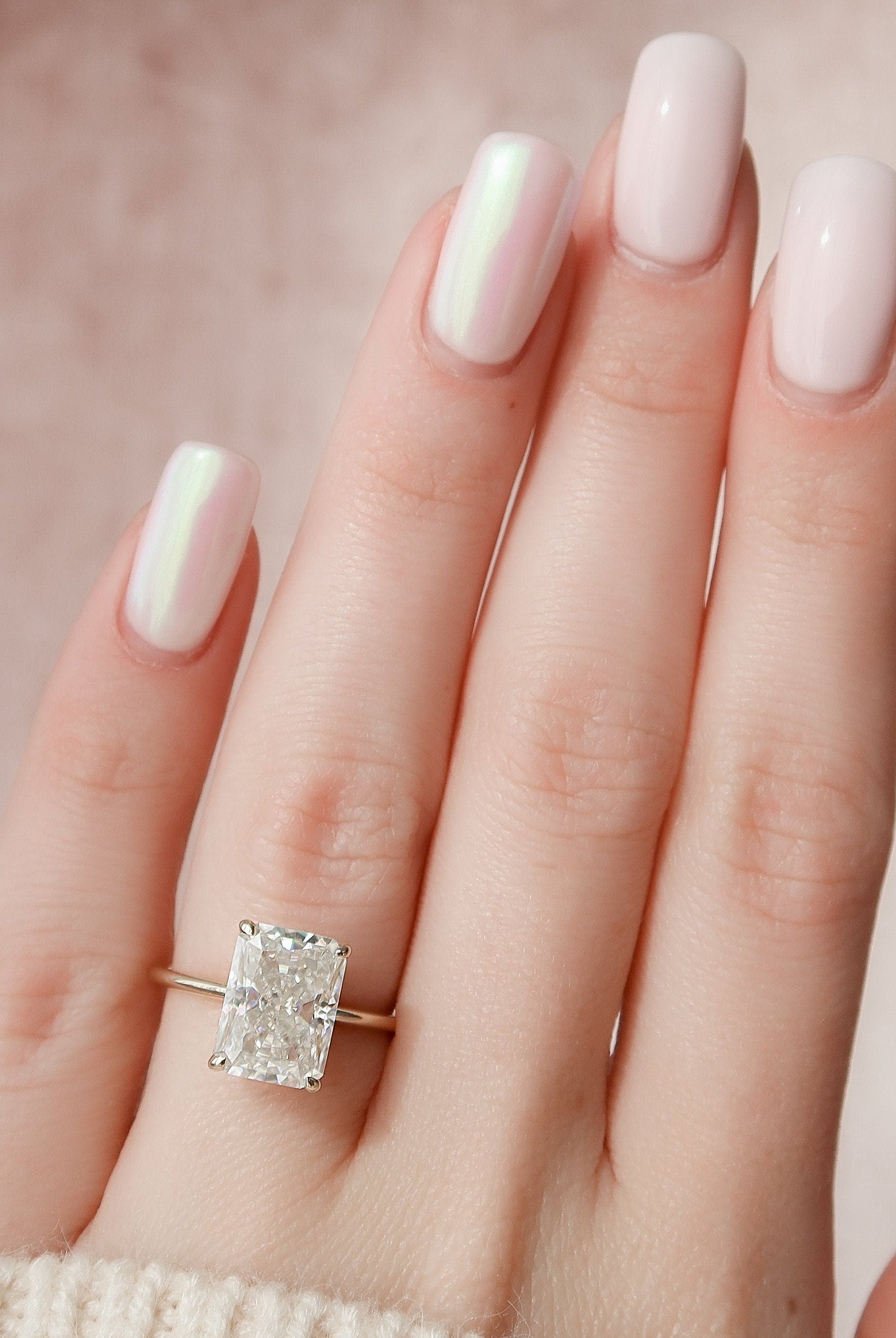 4.50CT Radiant Hidden Halo Moissanite Diamond Solitaire Engagement Ring