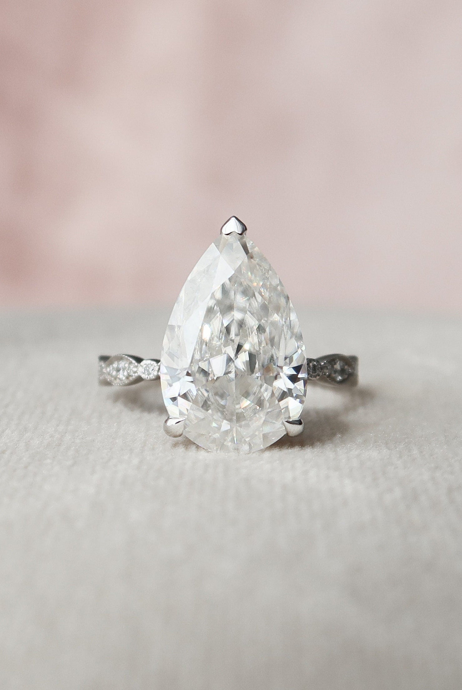 4.50CT Pear Vintage Pave Moissanite Diamond Engagement Ring For Women