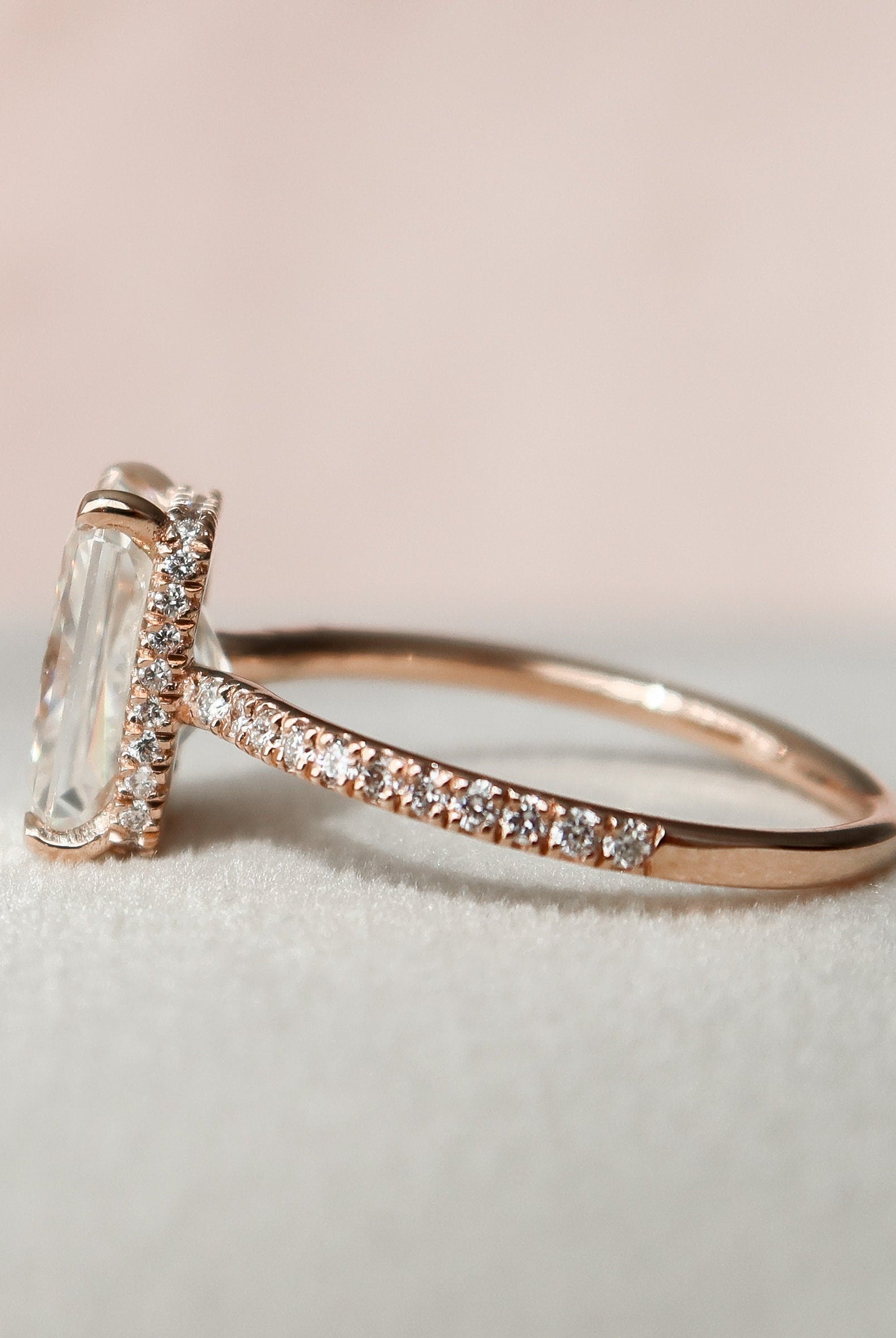 3.0CT Radiant Hidden Halo Moissanite Diamond Open Engagement Ring In Solid Gold