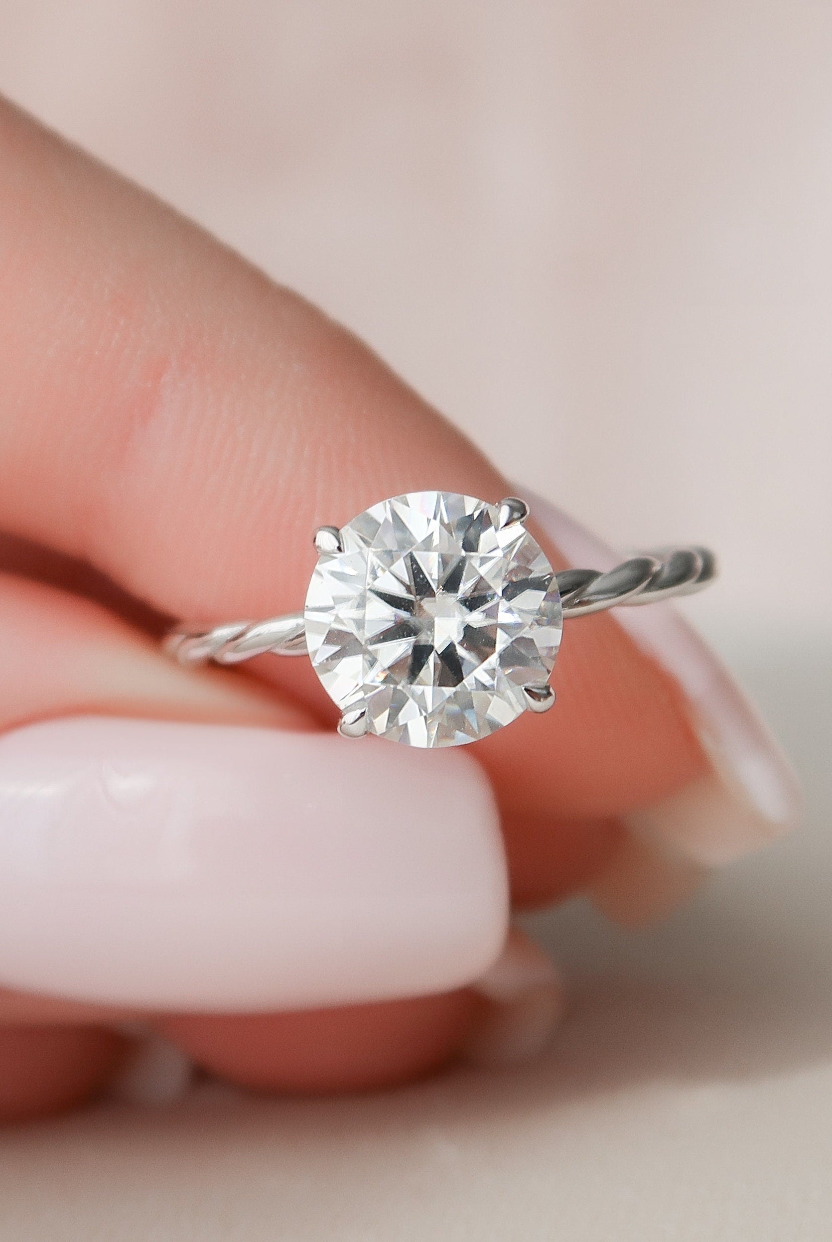 2.50CT Round Braided Moissanite Diamond Hidden Halo Engagement Ring