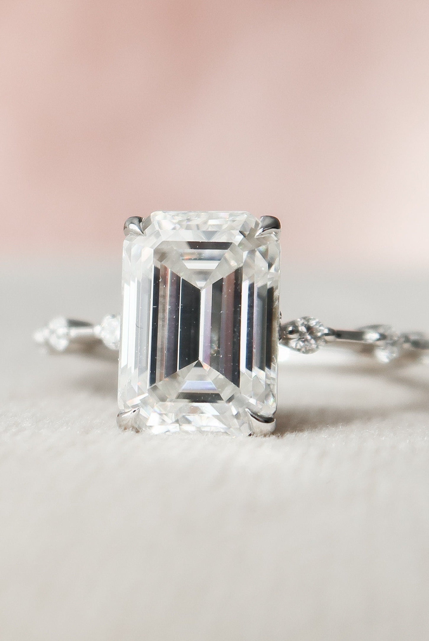 3.0CT Emerald Cut Moissanite Solitaire Engagement Ring