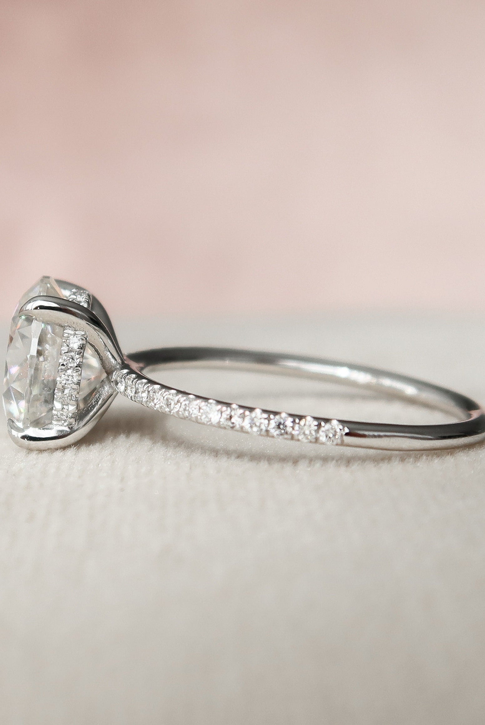 2.50CT Round Pave Moissanite Diamond Hidden Halo Engagement Ring