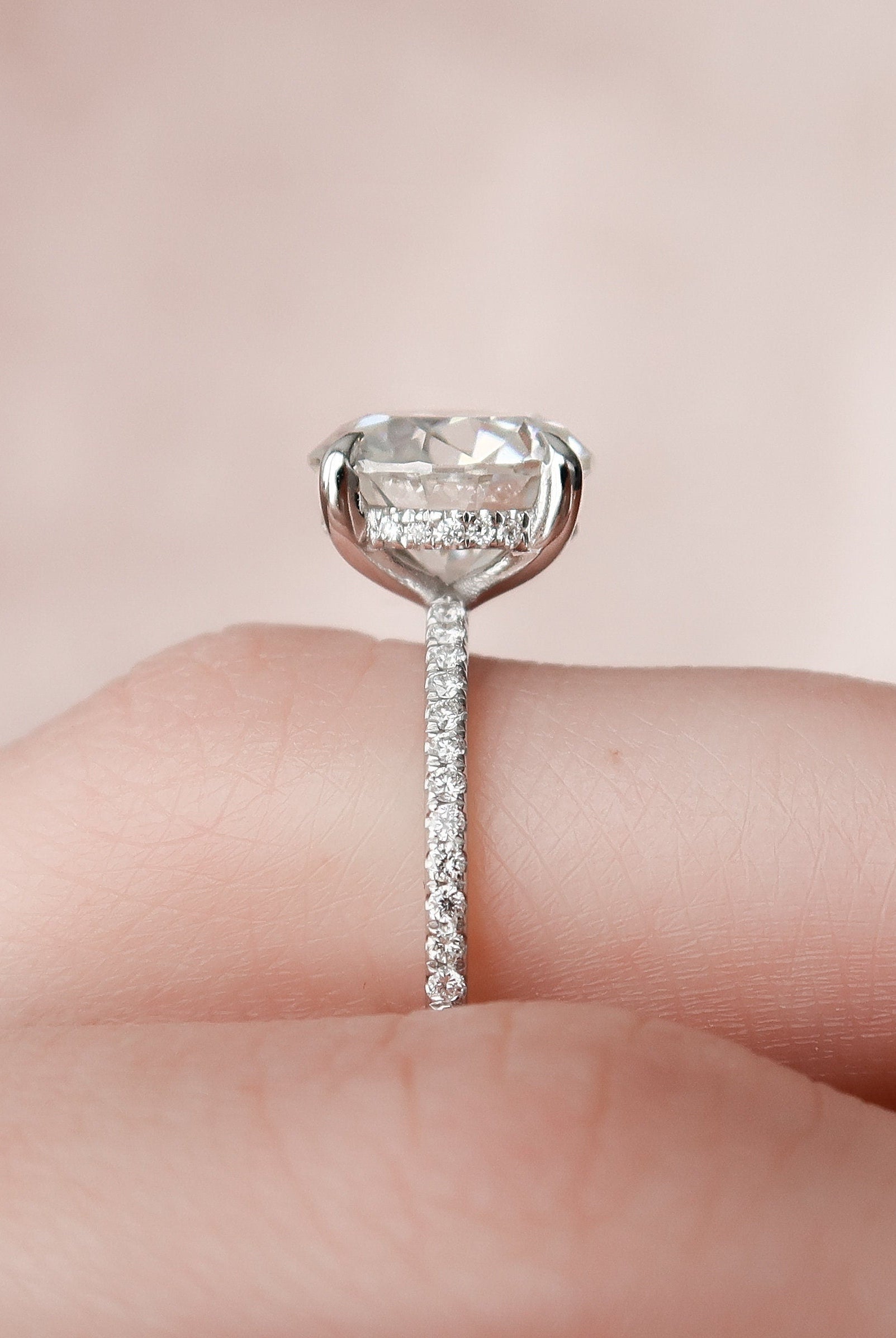 2.50CT Round Pave Moissanite Diamond Hidden Halo Engagement Ring