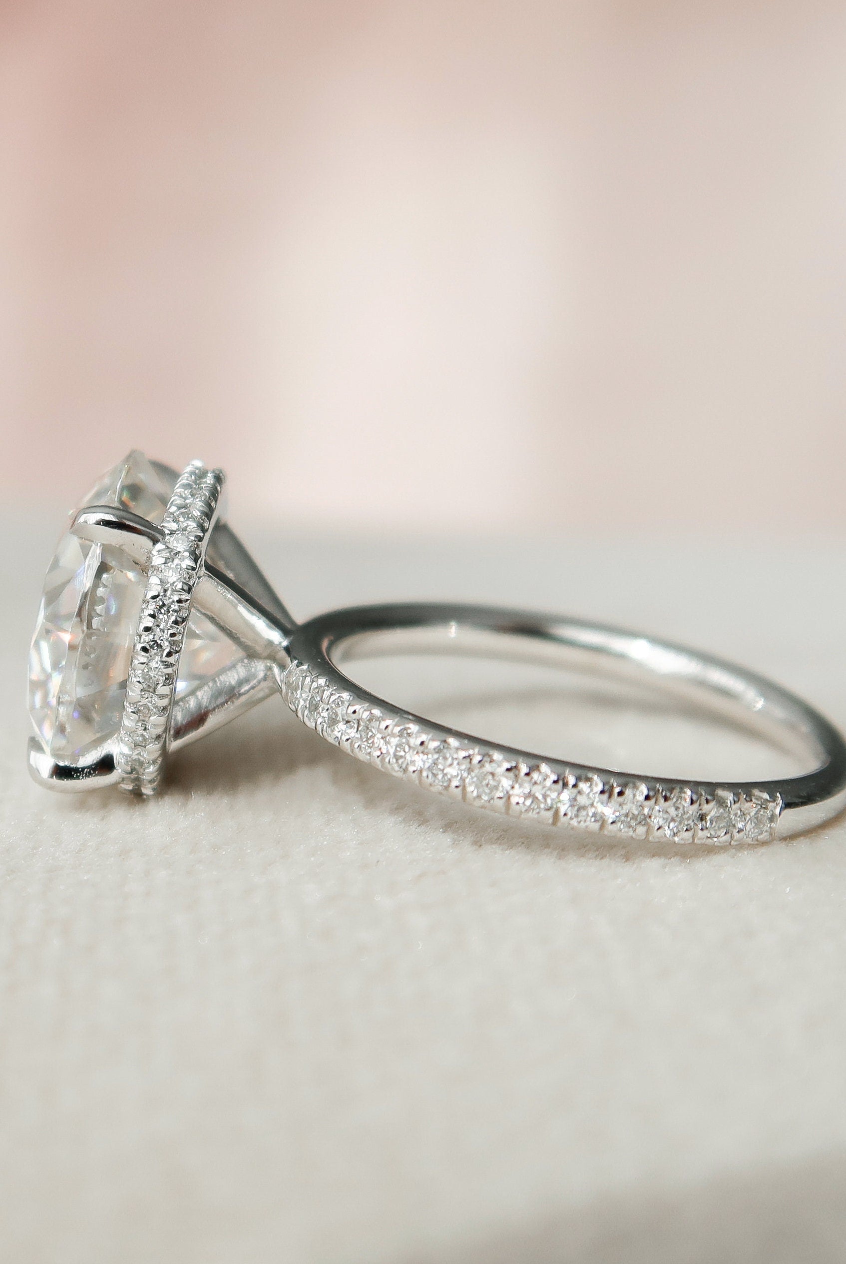 4.50CT Round Hidden Halo Moissanite Diamond Pave Engagement Ring For Women