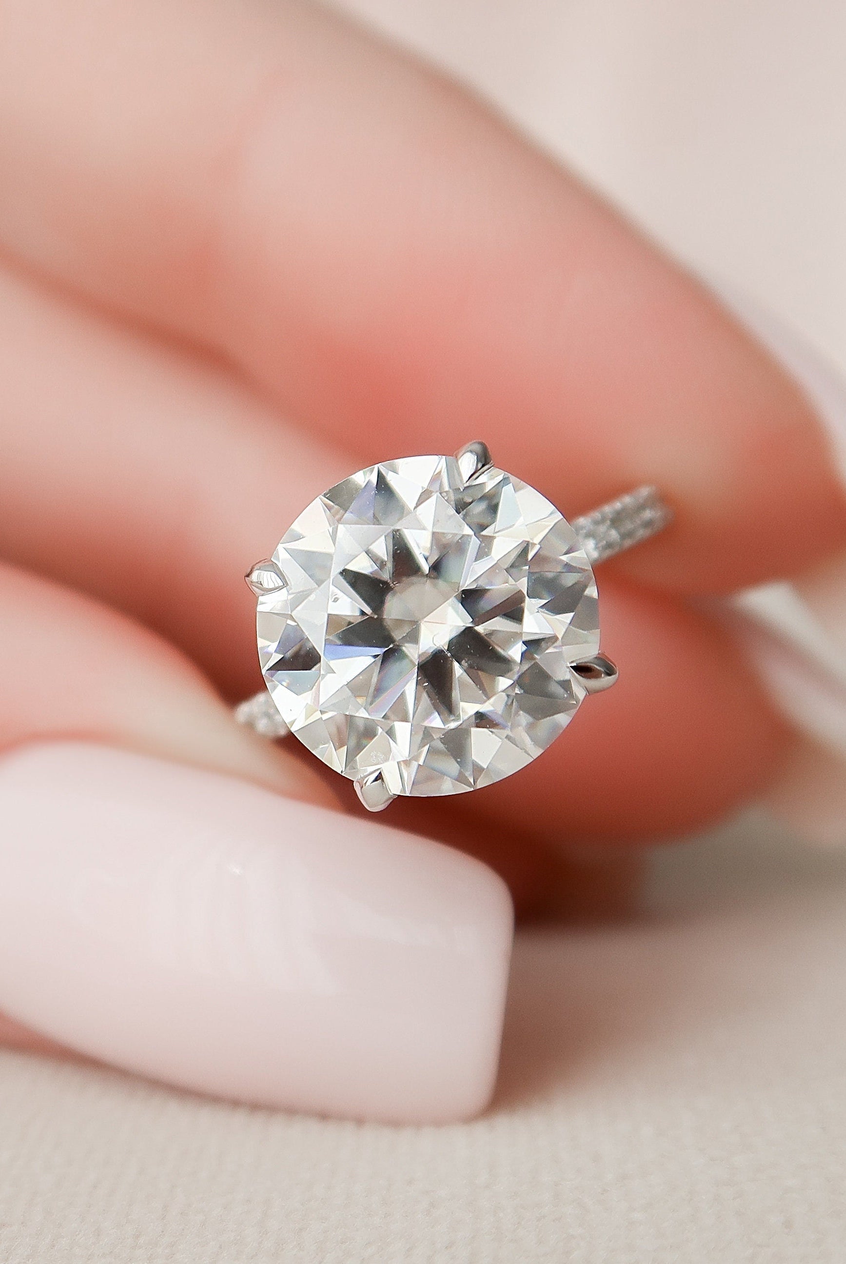 4.50CT Round Hidden Halo Moissanite Diamond Pave Engagement Ring For Women
