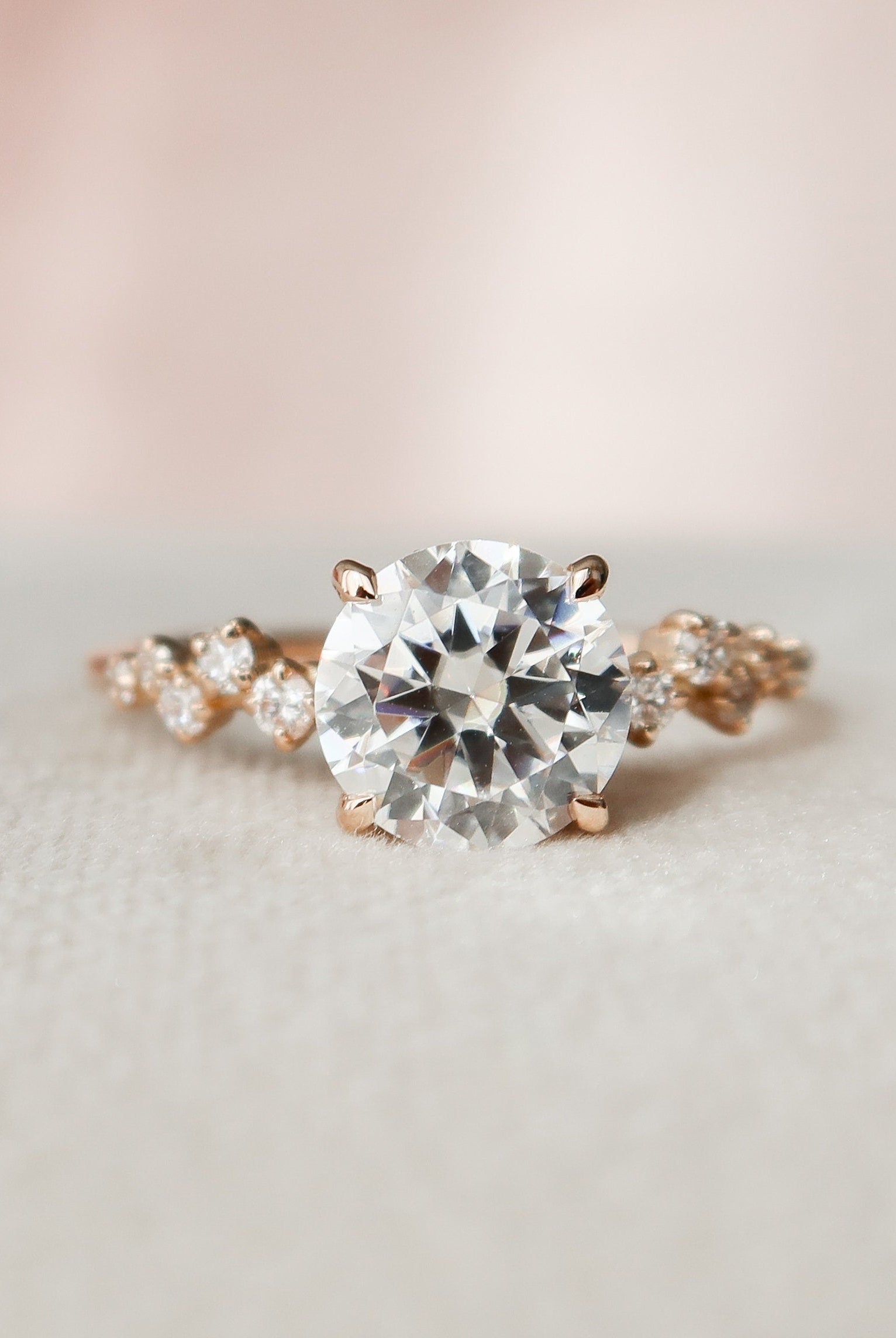 2.0CT Round Hidden Halo Moissanite Diamond Cluster Engagement Ring