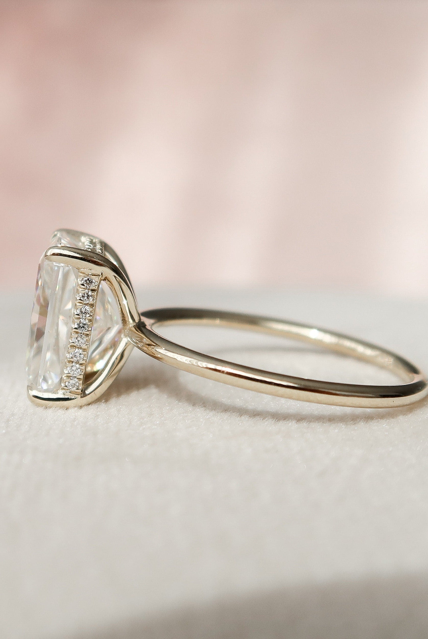 4.50CT Radiant Hidden Halo Moissanite Diamond Solitaire Engagement Ring