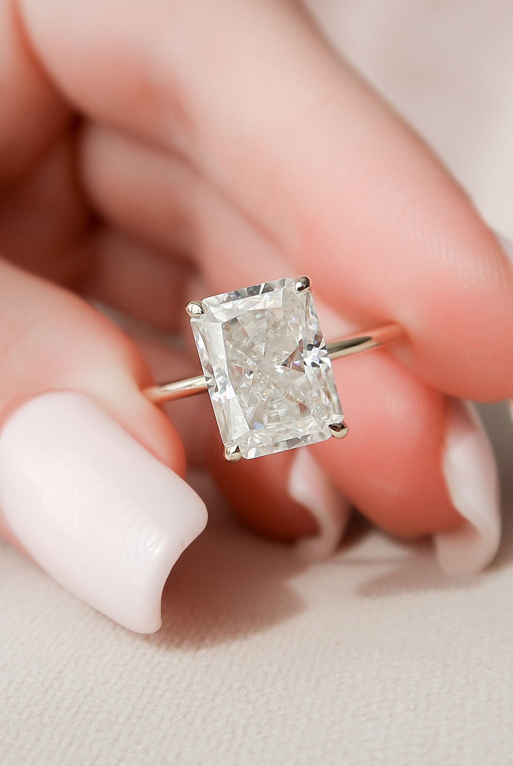 4.50CT Radiant Hidden Halo Moissanite Diamond Solitaire Engagement Ring