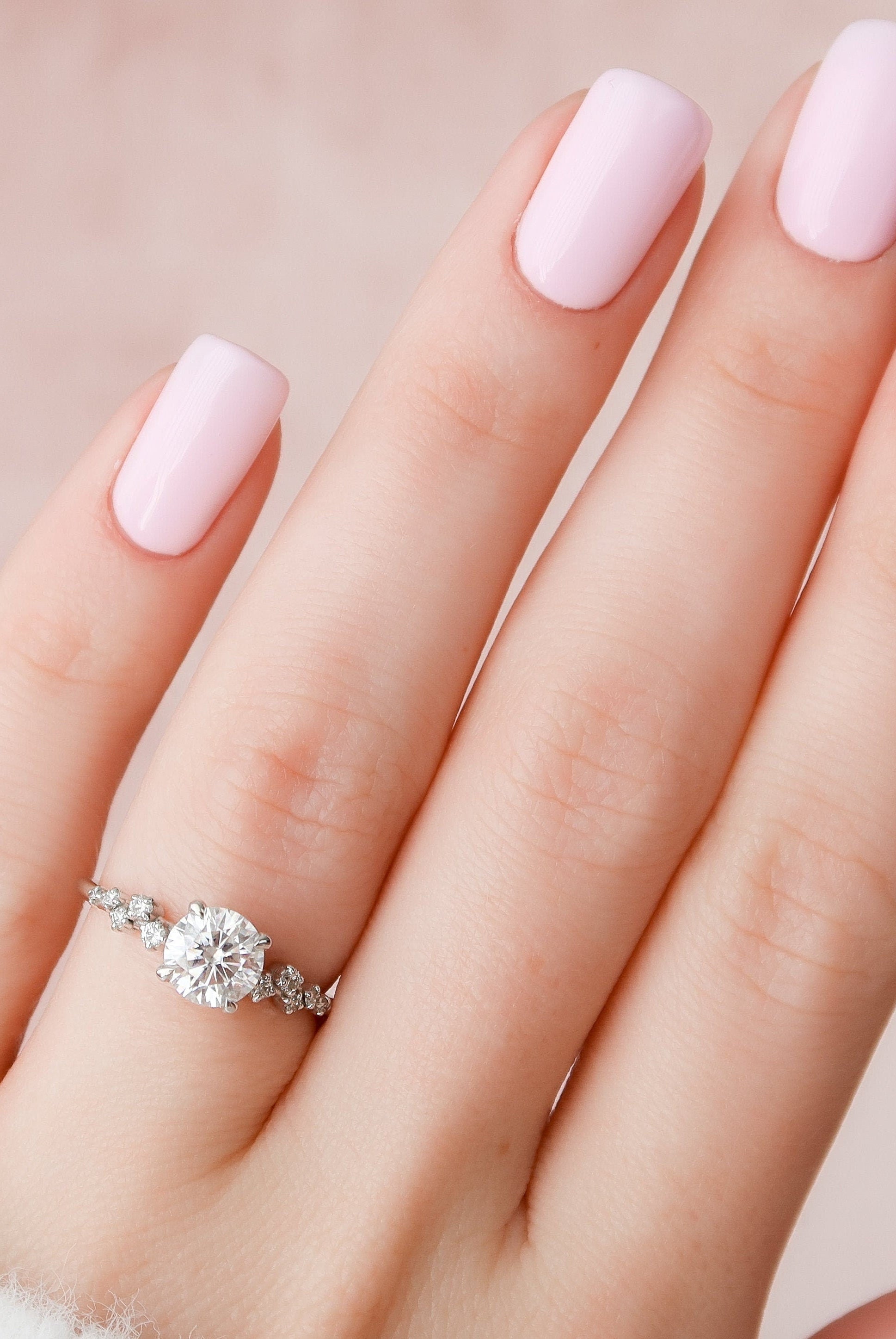1.0CT Round Hidden Halo Moissanite Diamond Cluster Engagement Ring