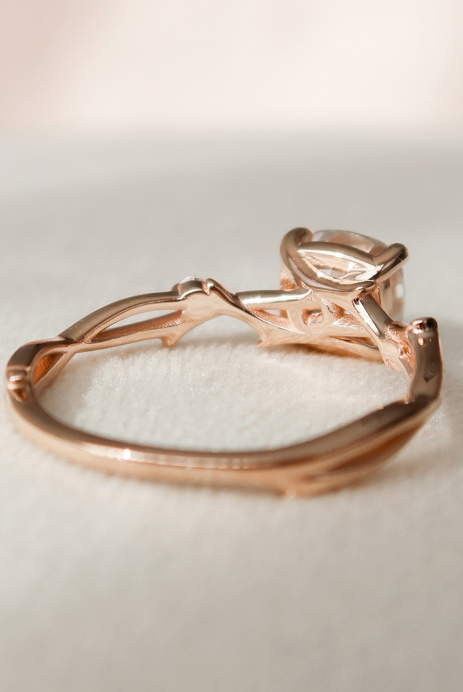 1.50CT Cushion Cut Branch Moissanite Engagement Ring